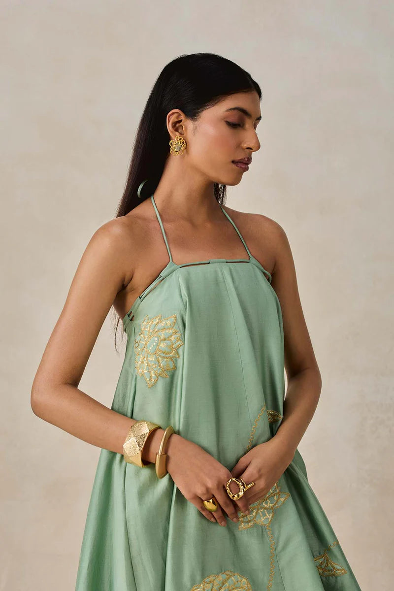 Chanderi Offshoulder Kurta With Pant Set
