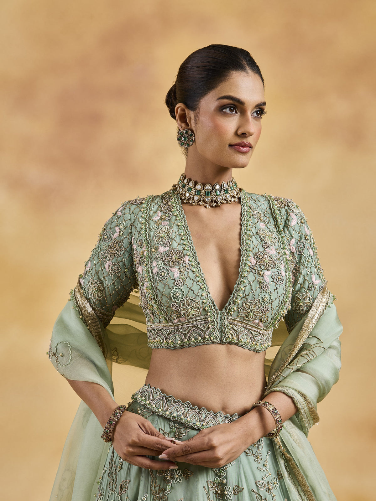 Jade Organza Lehenga Set