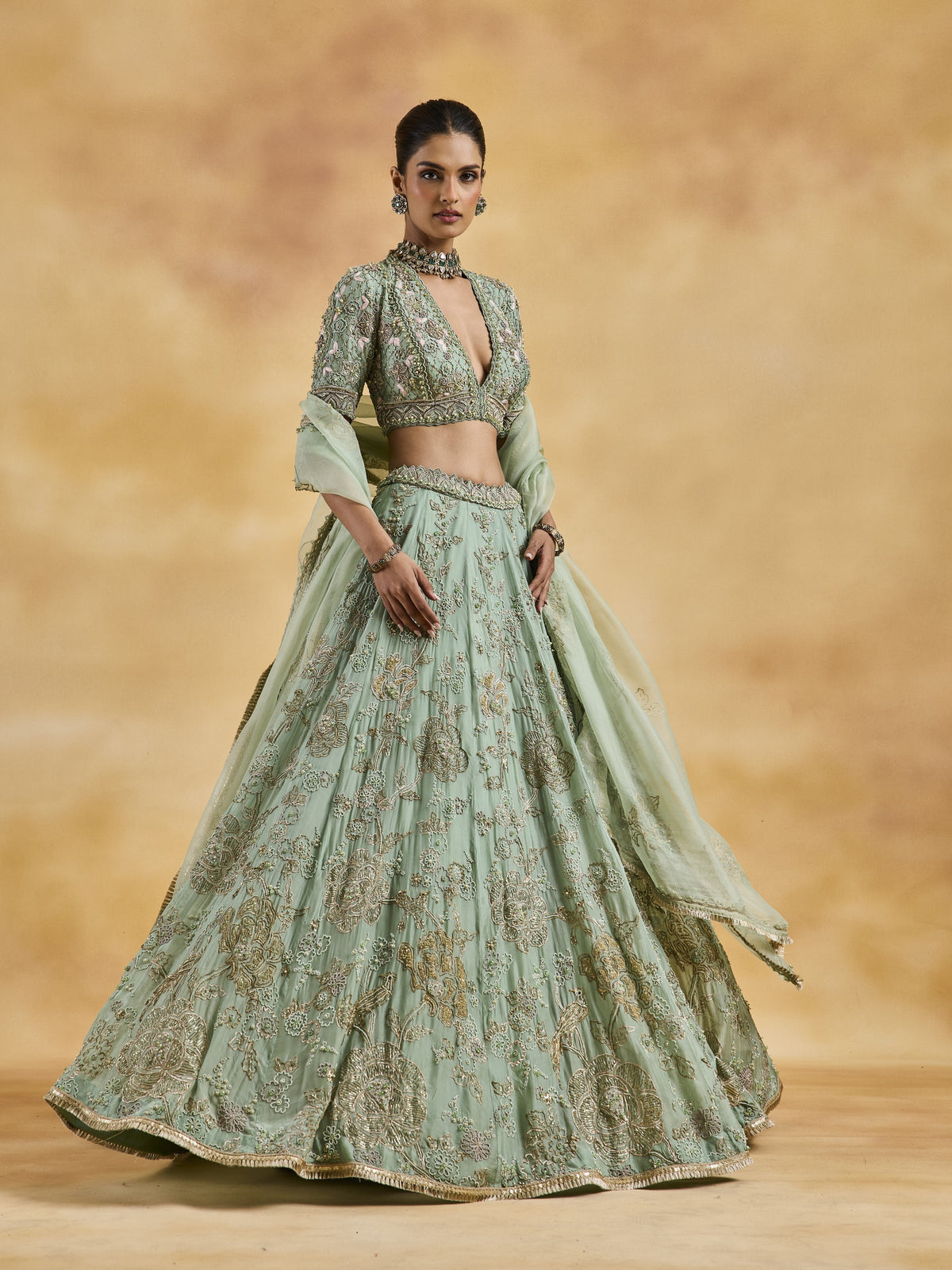 Jade Organza Lehenga Set