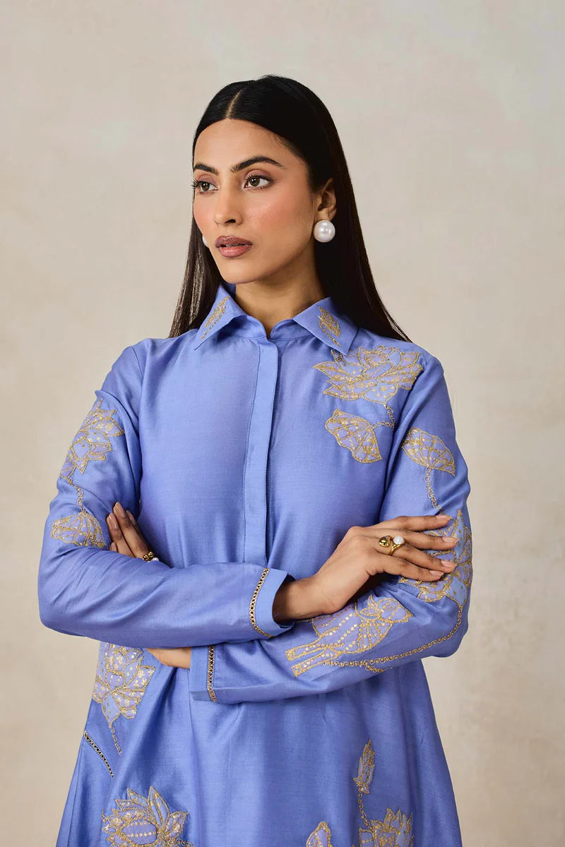 Chanderi Assmmetrical Kurta With Pant Set