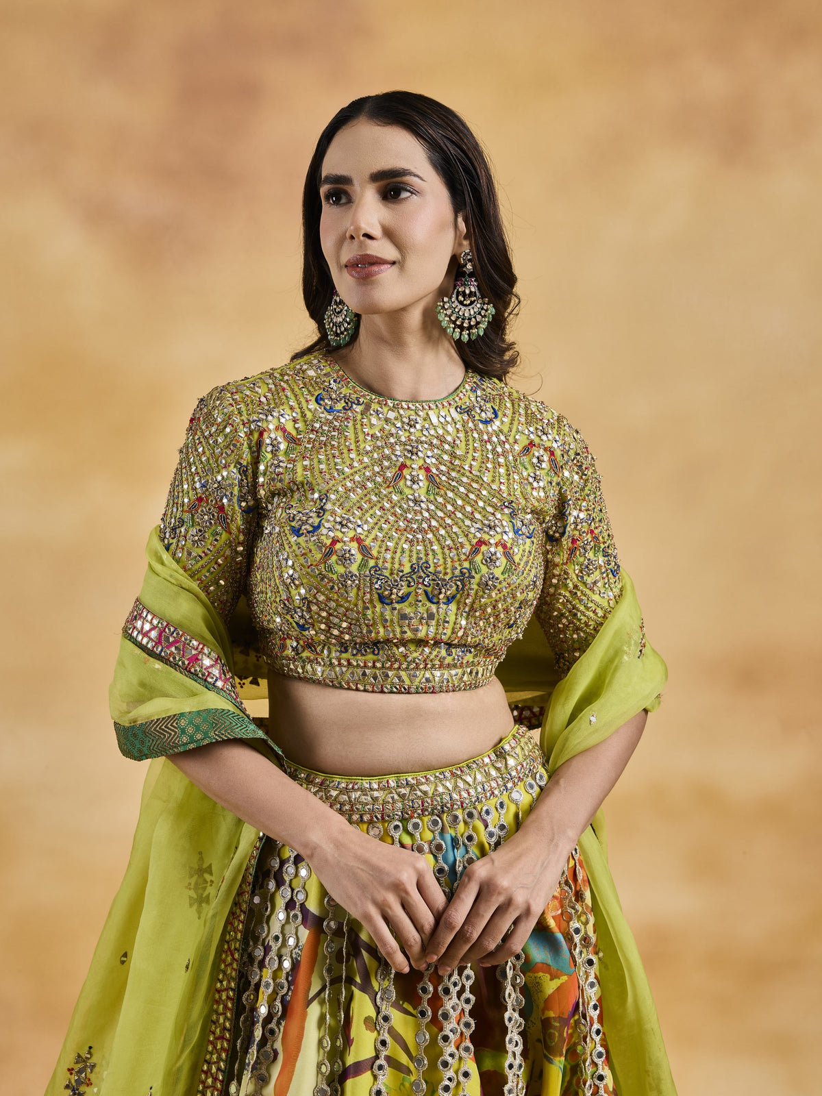 Multicoloured Printed Lehenga Set