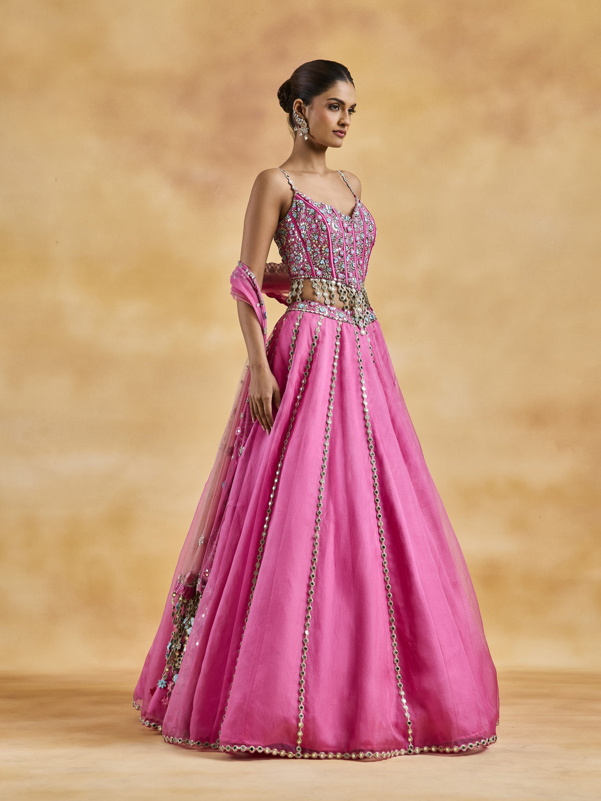 Candy Pink Organza Lehenga Set