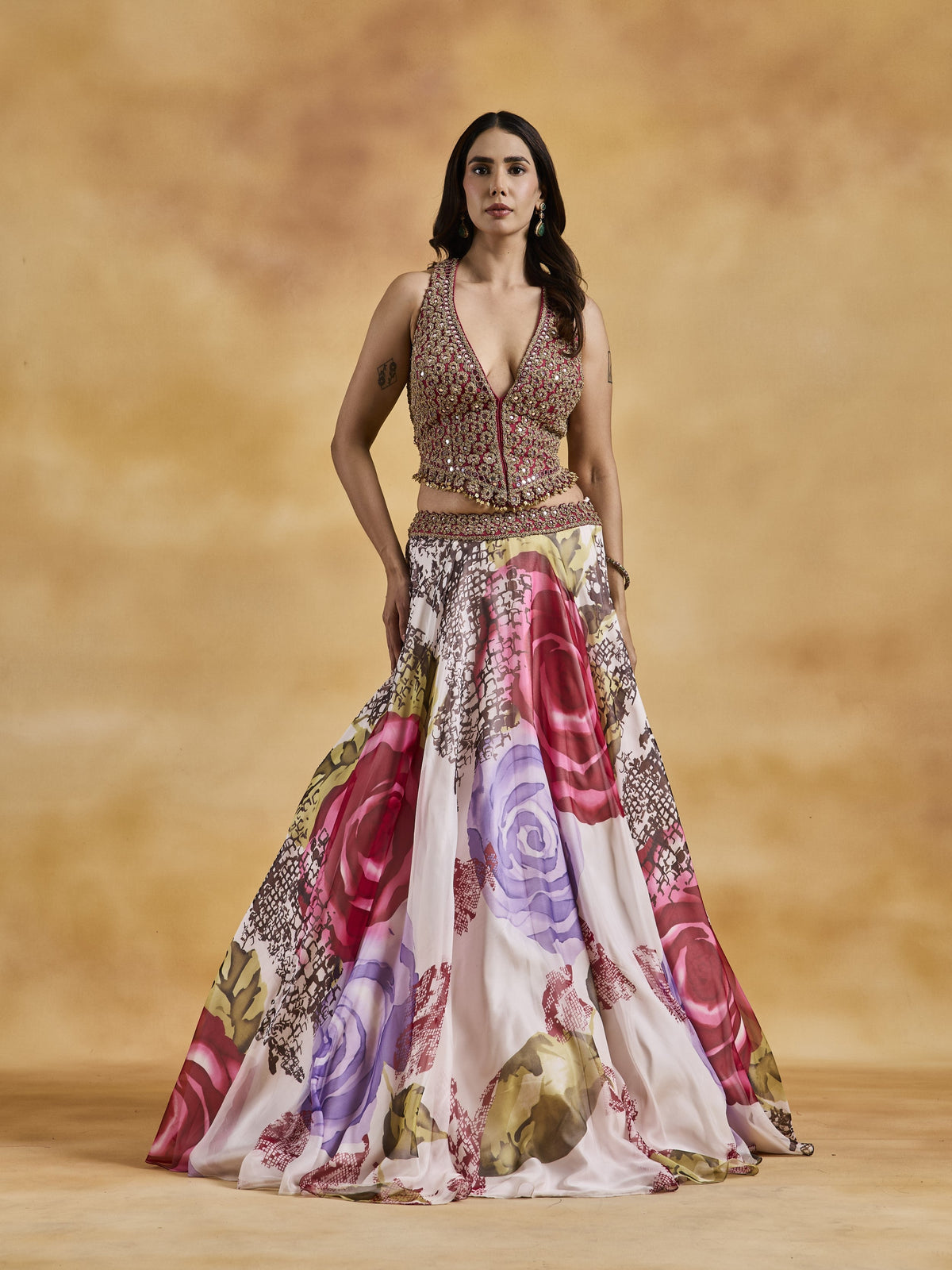 Printed Georgette Skirt Set