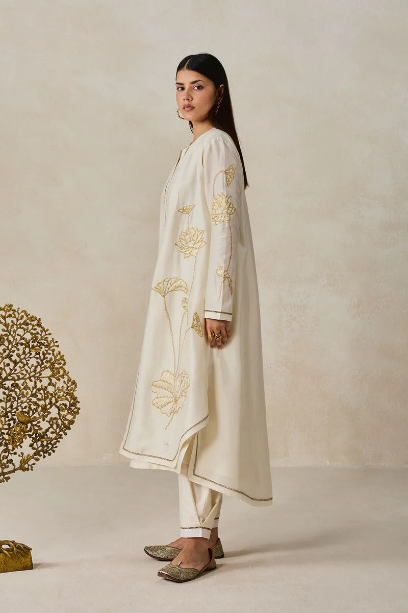Chanderi Jacket Style Kurta With Pant Set