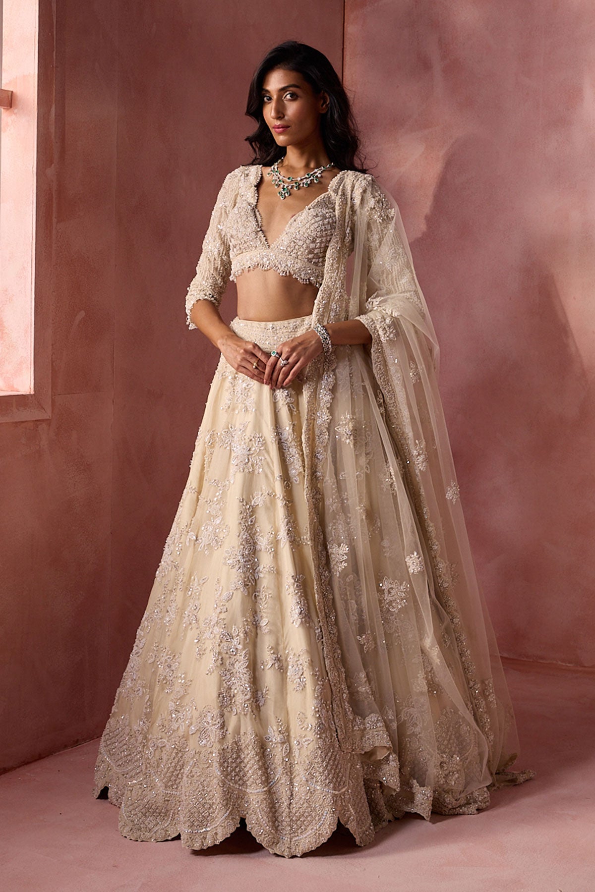 Ivory OrganzaLehenga