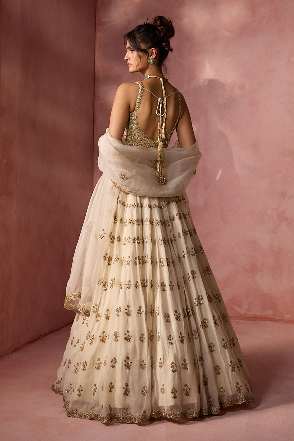 Cream Organza Lehenga Set