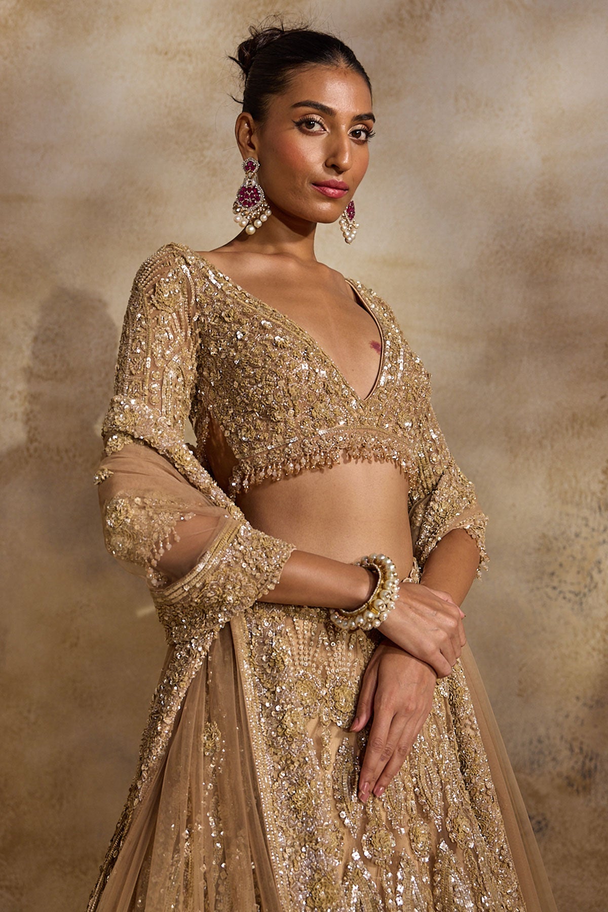 Champagne Gold Lehenga Choli Dupatta