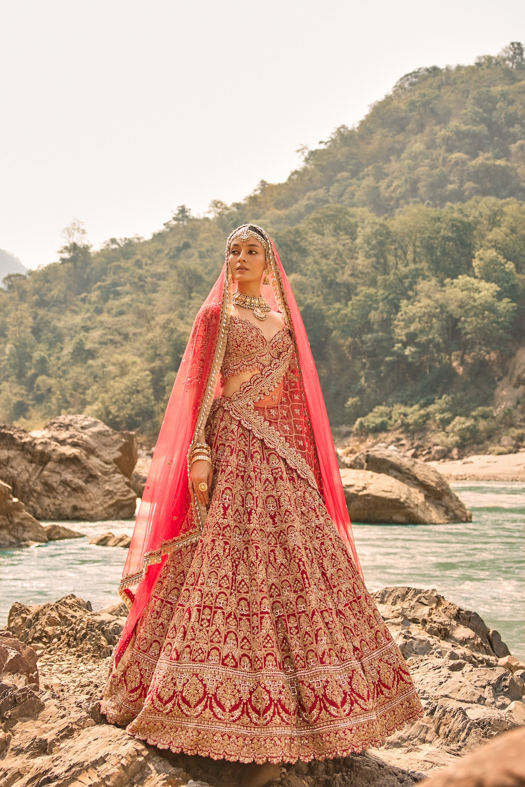 FLAME RED HERITAGE LEHENGA