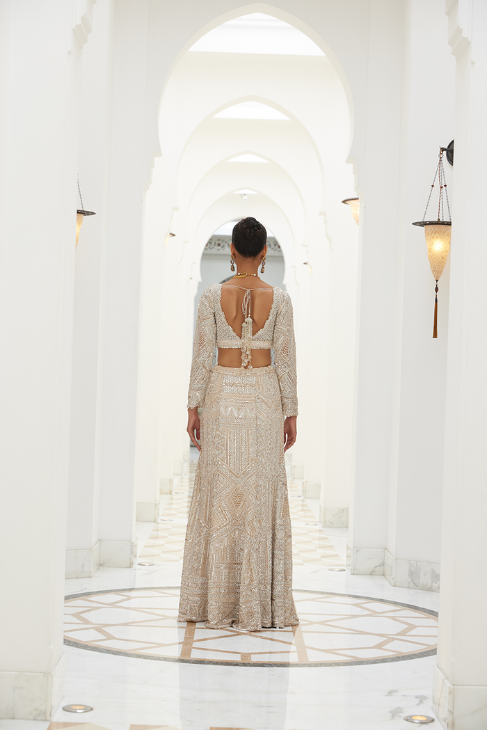 BLUSH NET SKIRT BLOUSE WITH DUPATTA