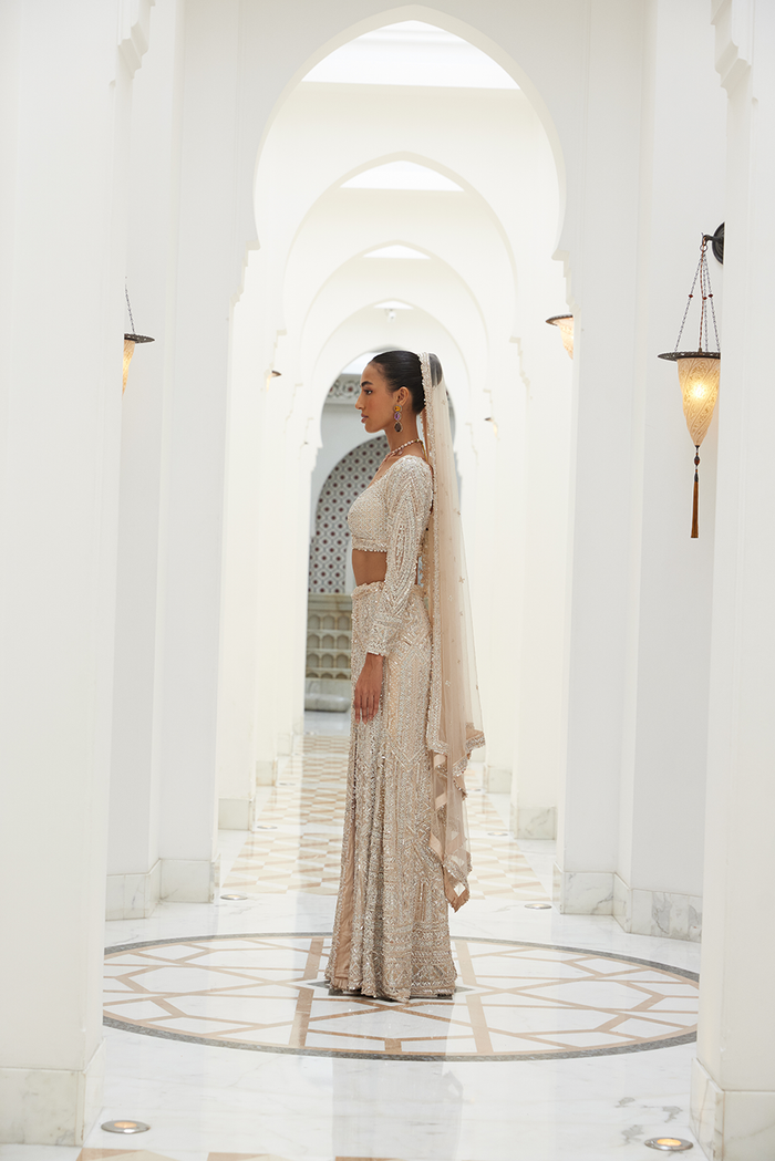 BLUSH NET SKIRT BLOUSE WITH DUPATTA