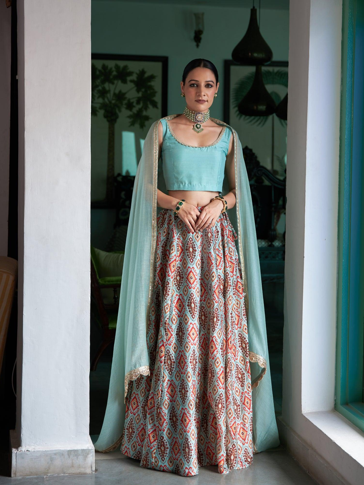 Firoza Chanderi Lehenga Set