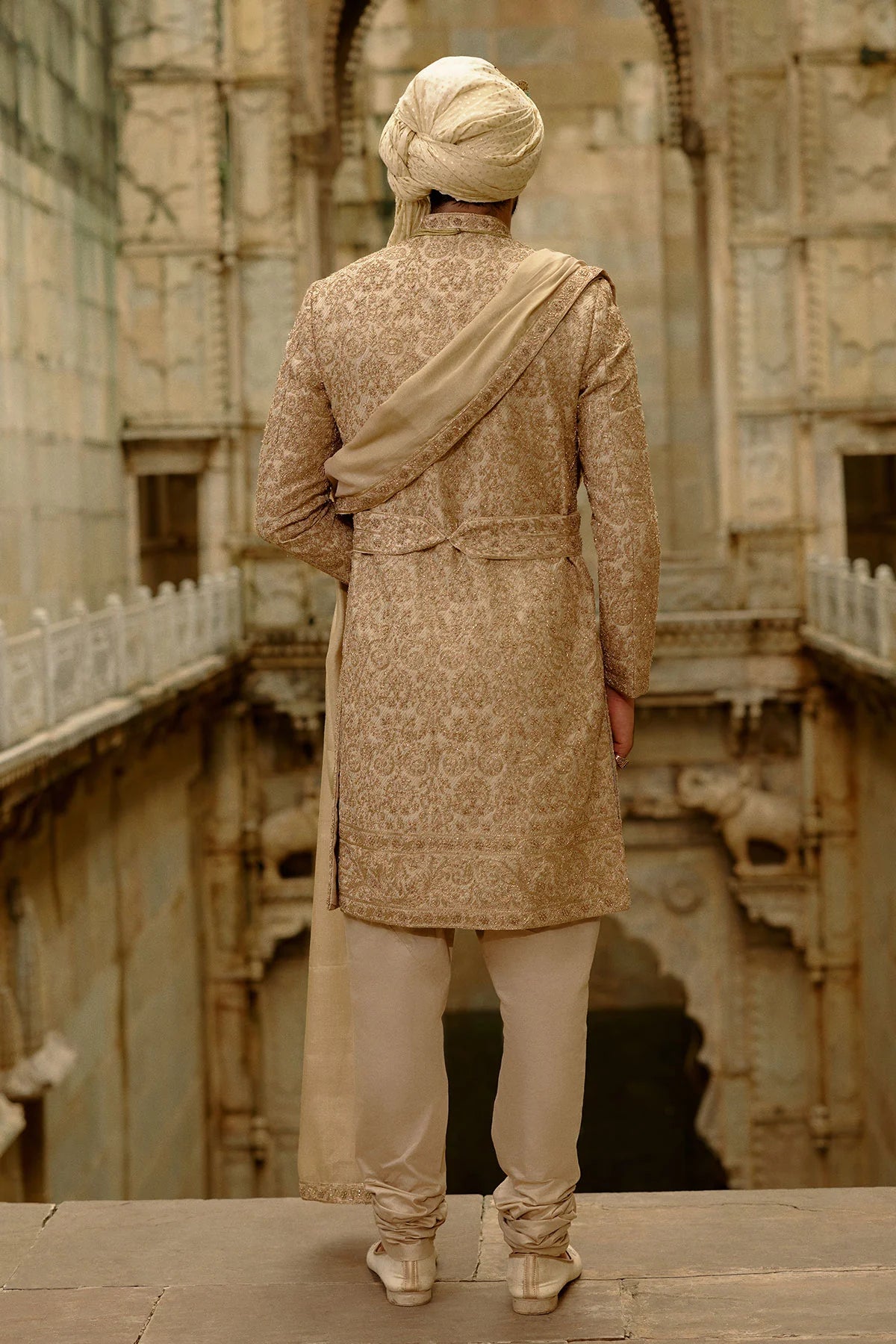 Gold Woven Banarasi Sherwani Set