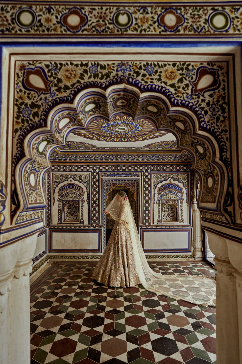 CHAMPAGNE GOLD NET LEHENGA CHOLI AND DUPATTA