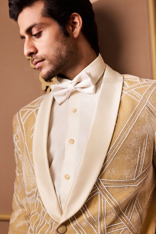 Gold Tuxedo Jacket With Pant