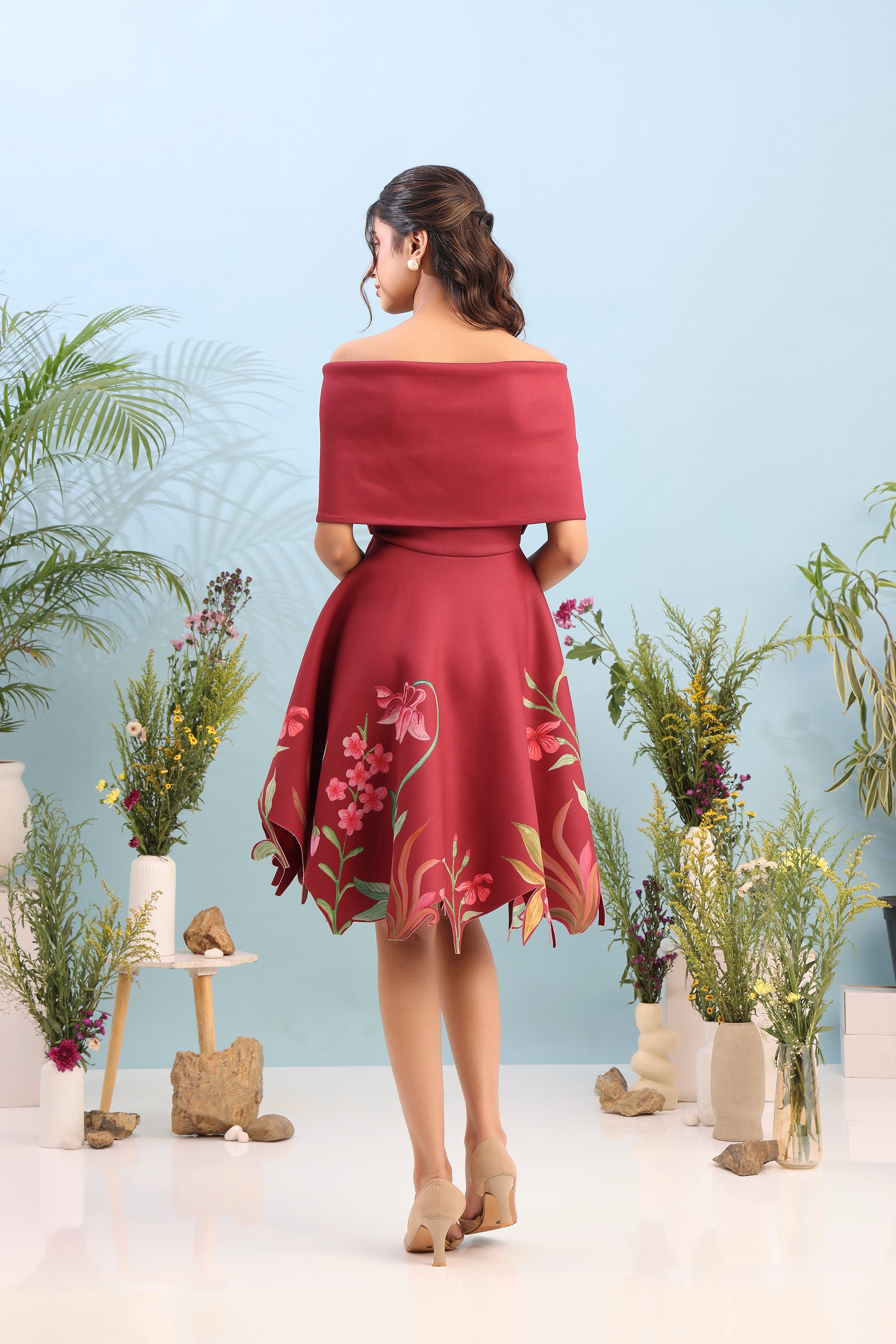 SHORT PRINTED DRESS WITH BOW WRAP