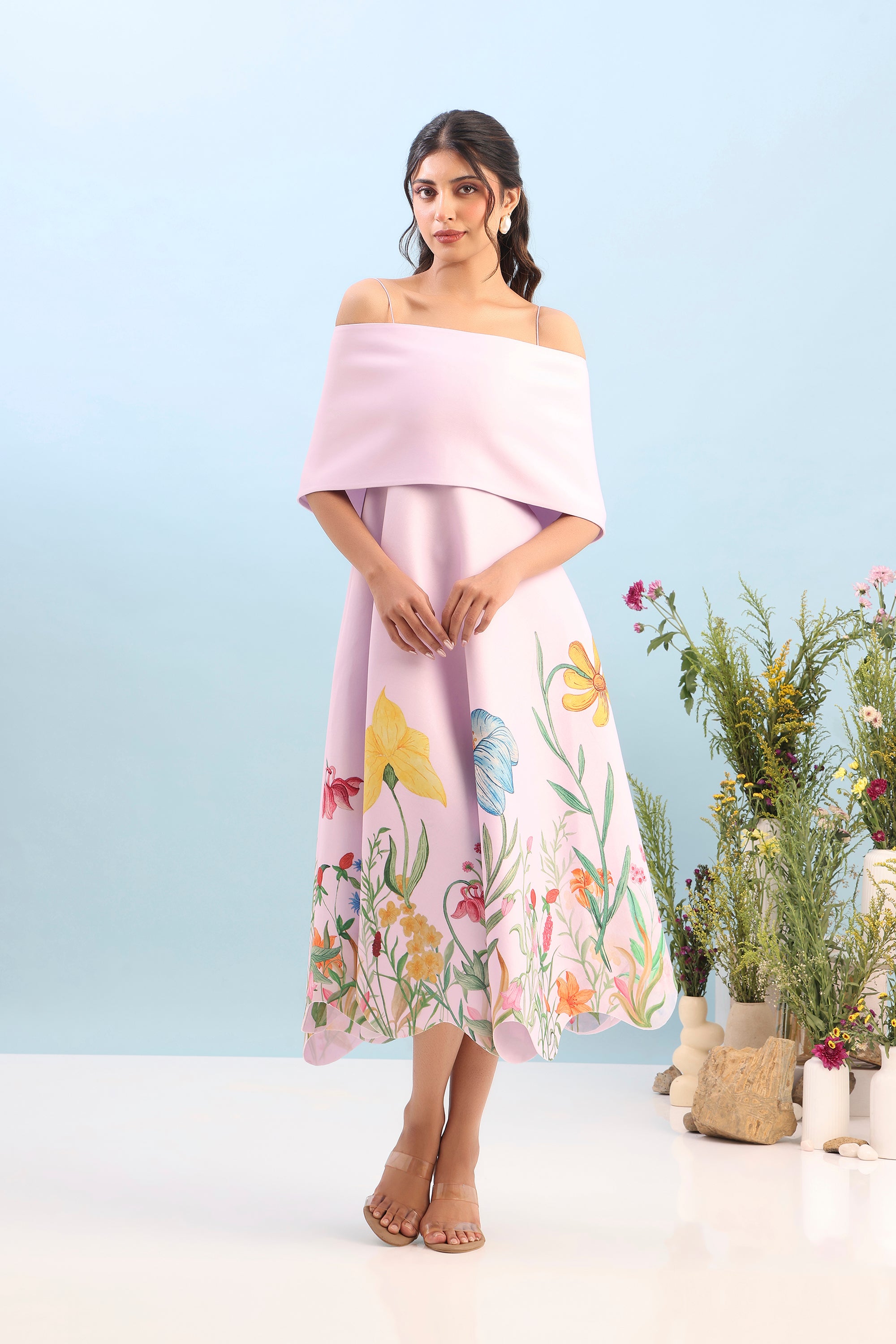 FLARED PRINTED DRESS