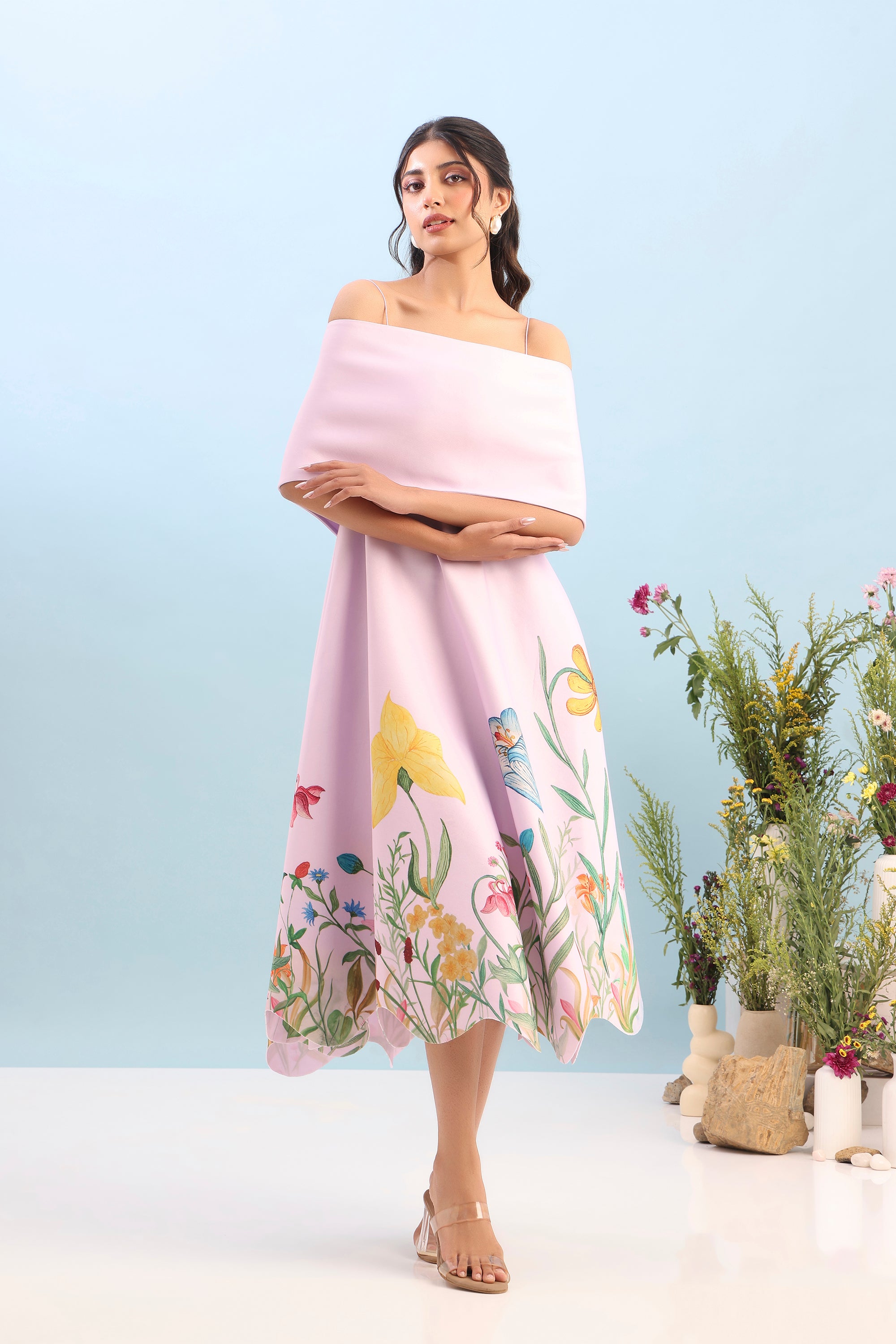 FLARED PRINTED DRESS