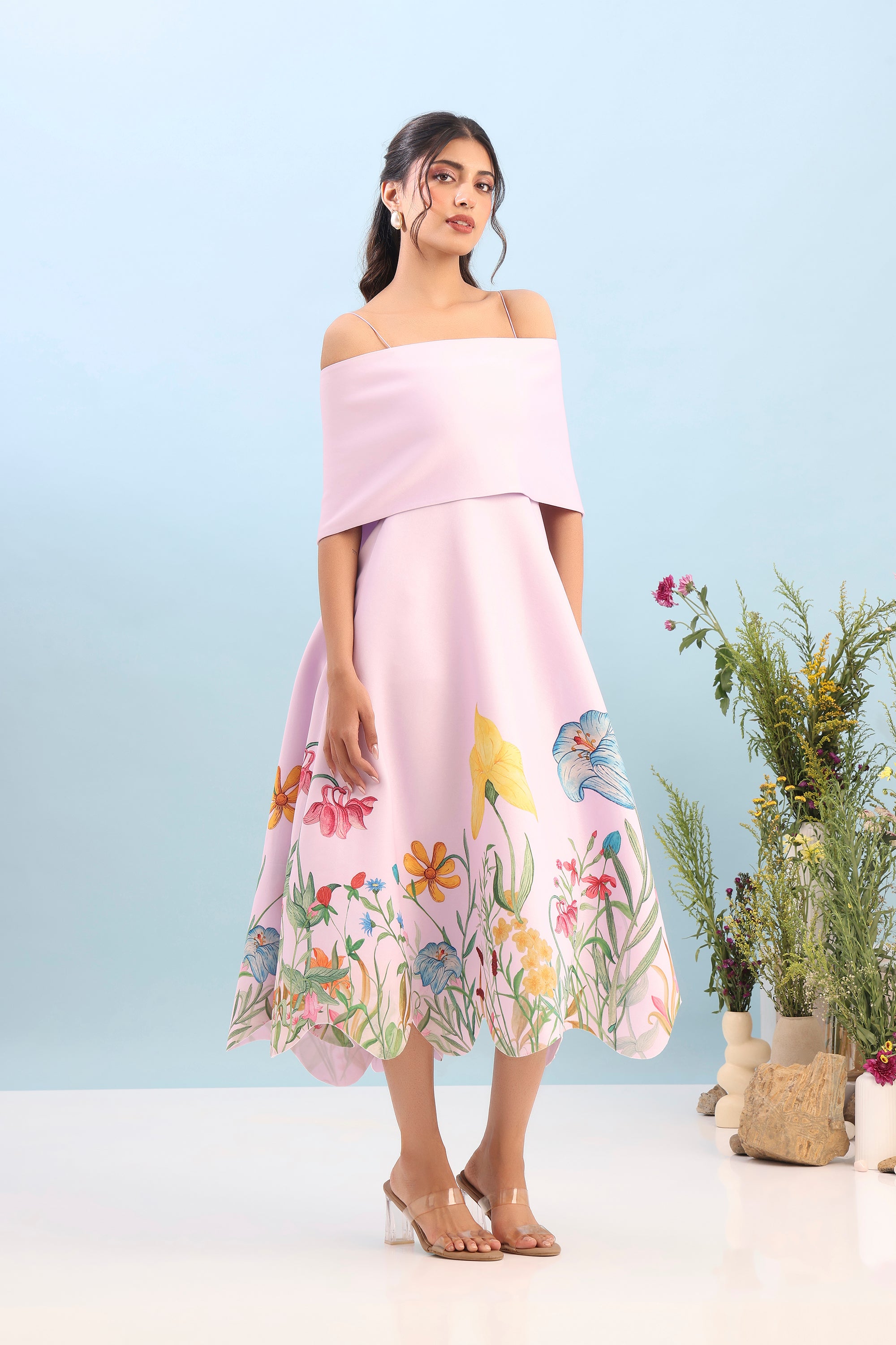 FLARED PRINTED DRESS