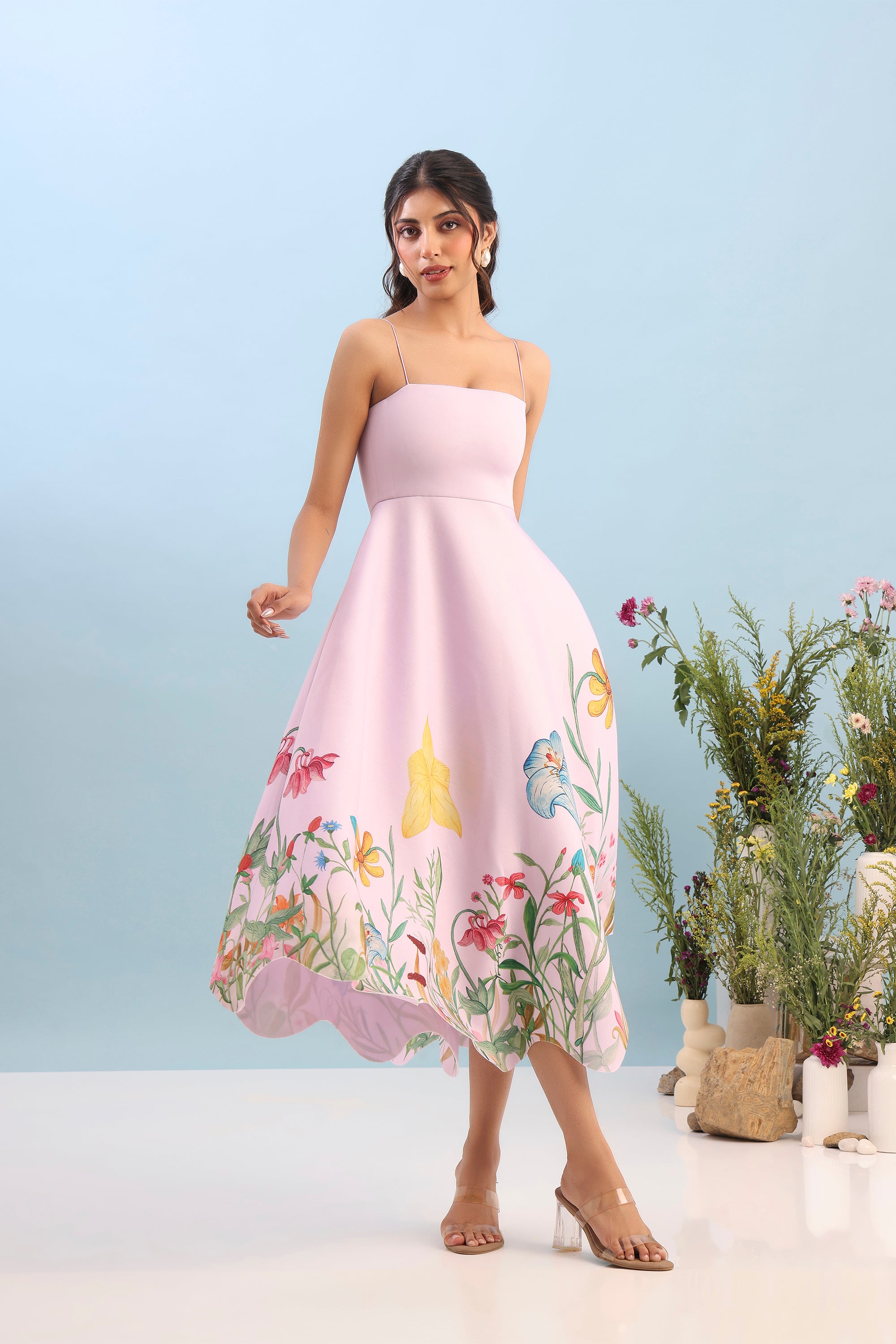 FLARED PRINTED DRESS