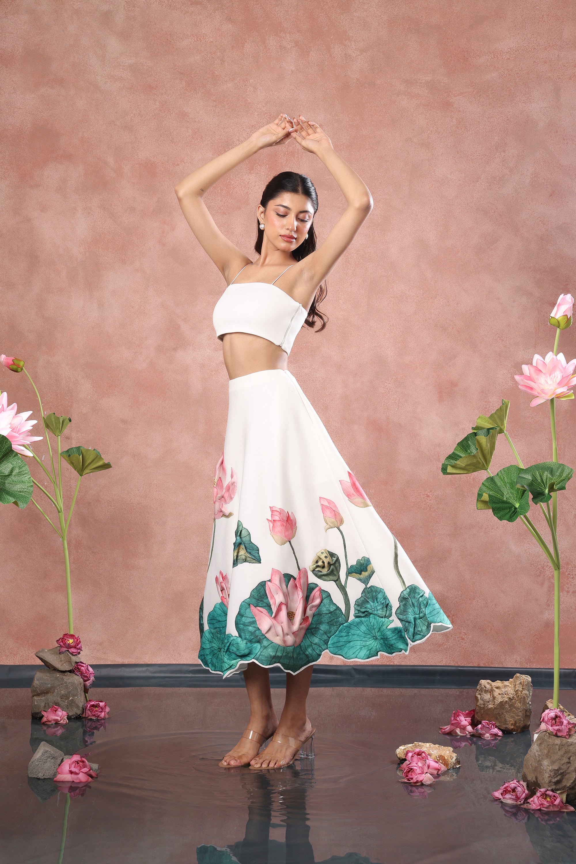 PRINTED SKIRT WITH TUBE TOP