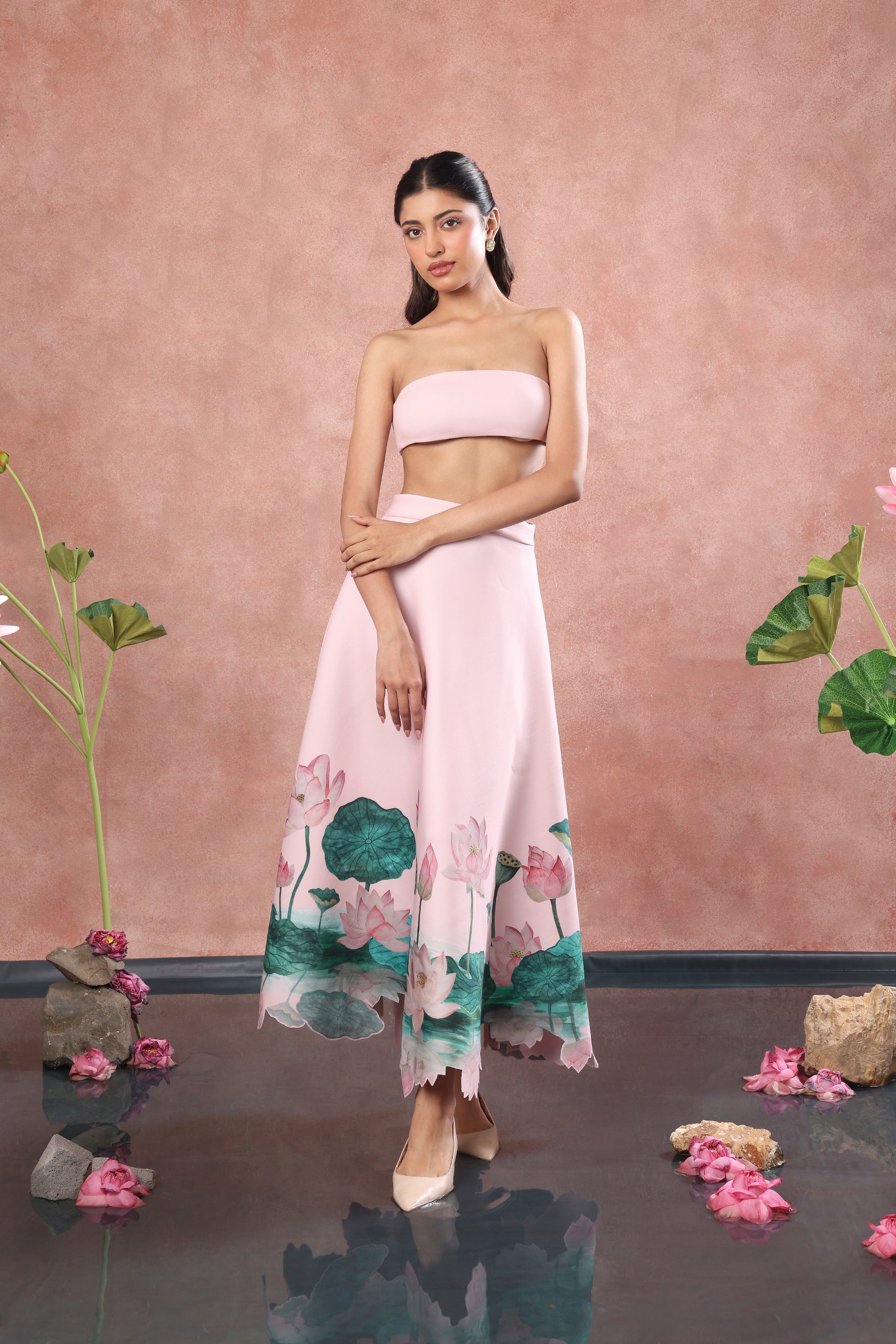 BLUSH PRINTED NEOPRENE SKIRT TOP