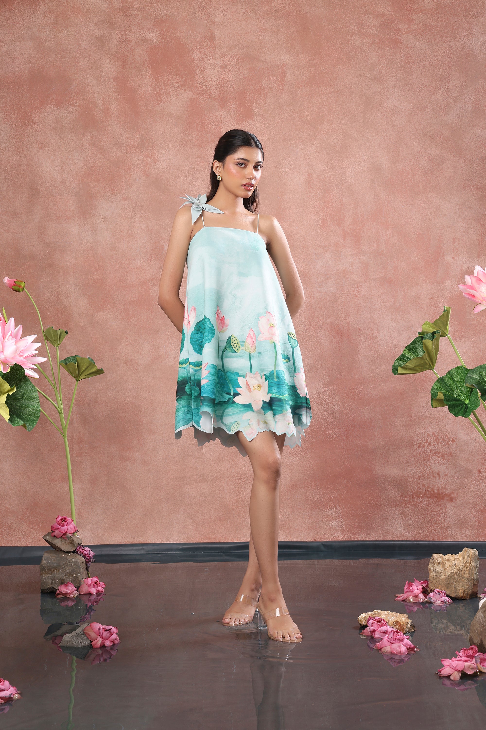 SHORT NEOPRENE PRINTED DRESS