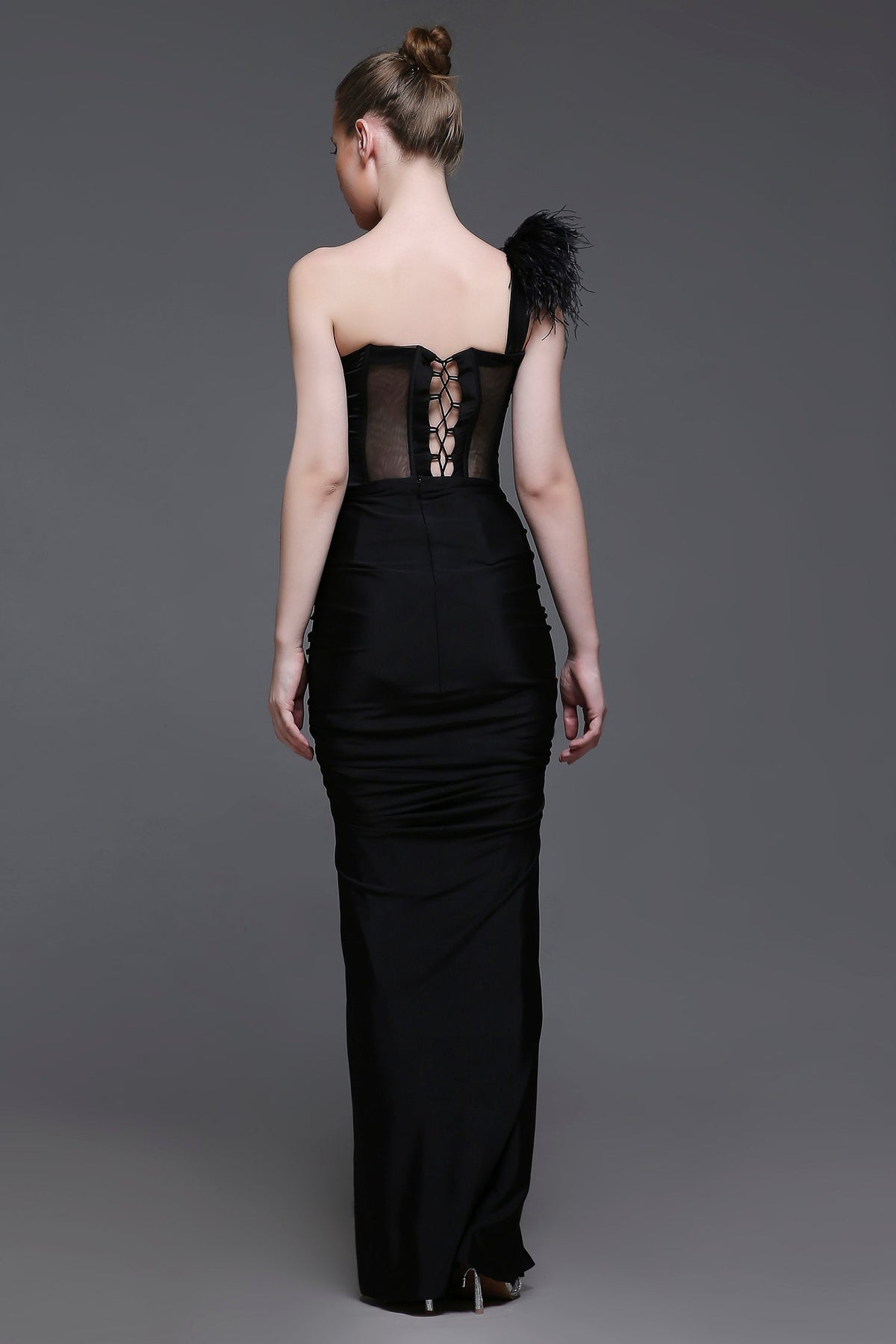 Noir Georgia Set of Corset + Skirt + Feather Strap