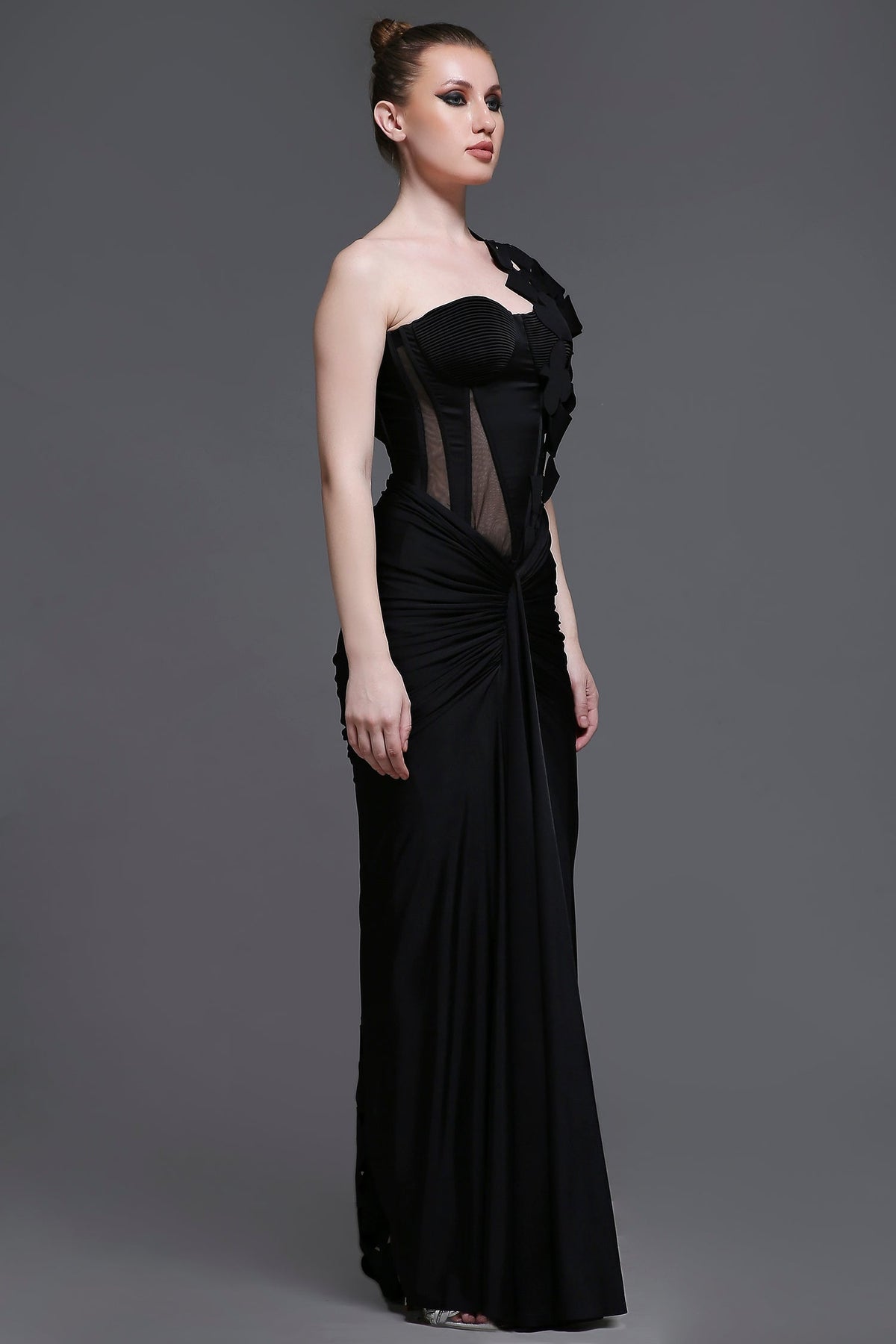 Noir Georgia Set of Corset + Skirt + Cutwork Drape