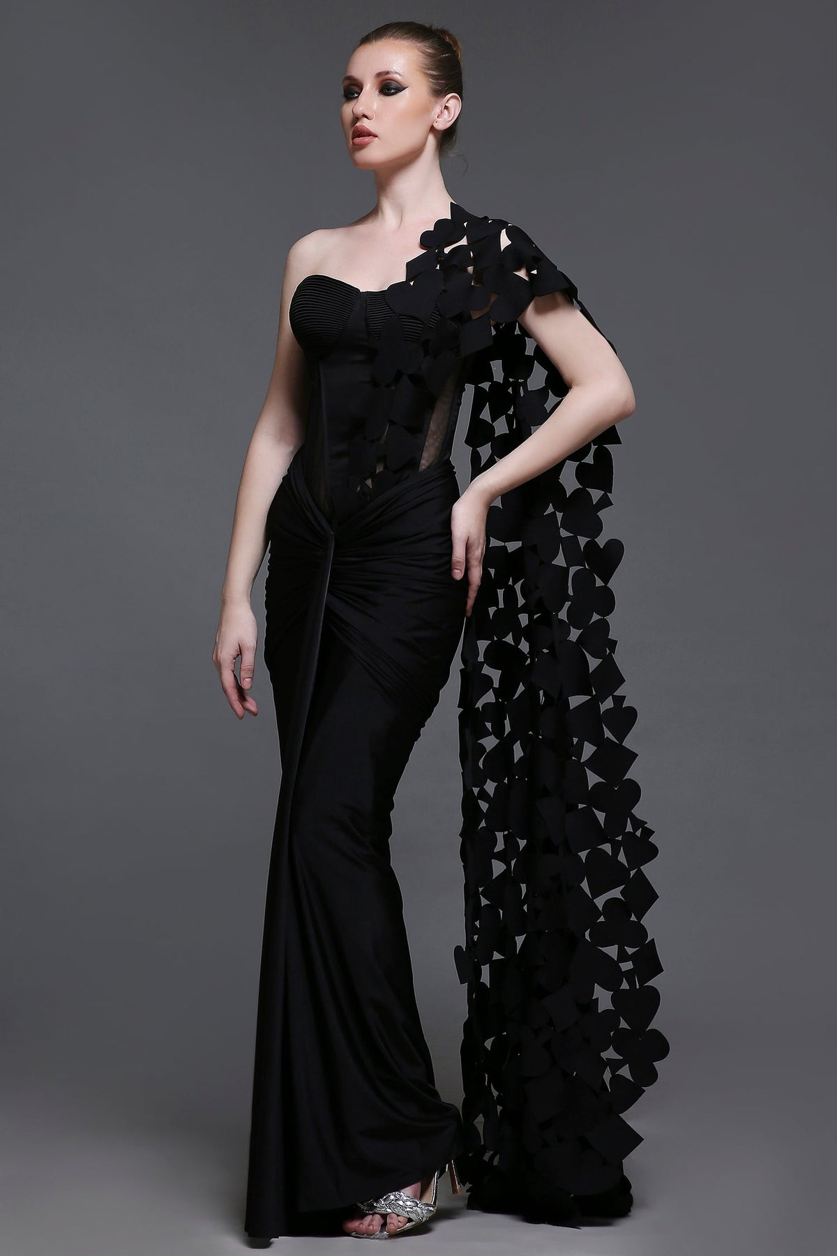 Noir Georgia Set of Corset + Skirt + Cutwork Drape