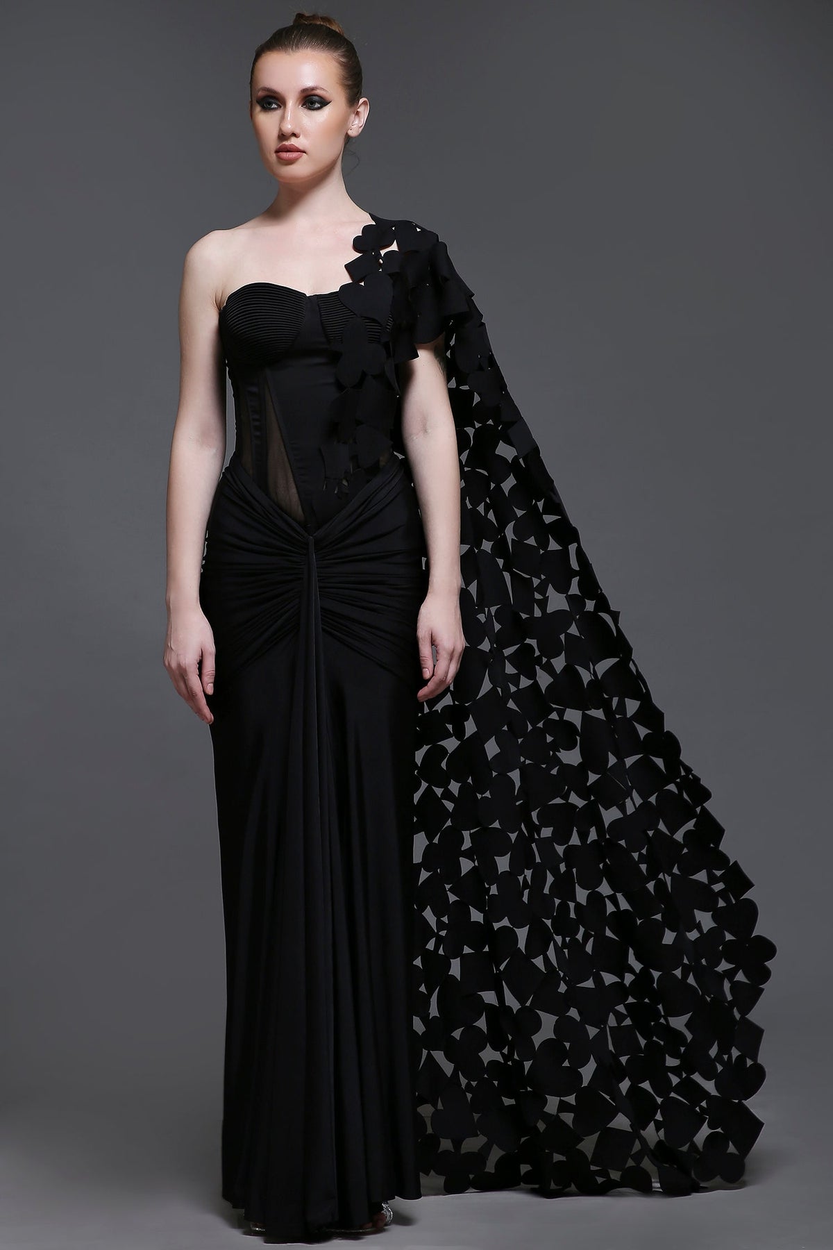 Noir Georgia Set of Corset + Skirt + Cutwork Drape