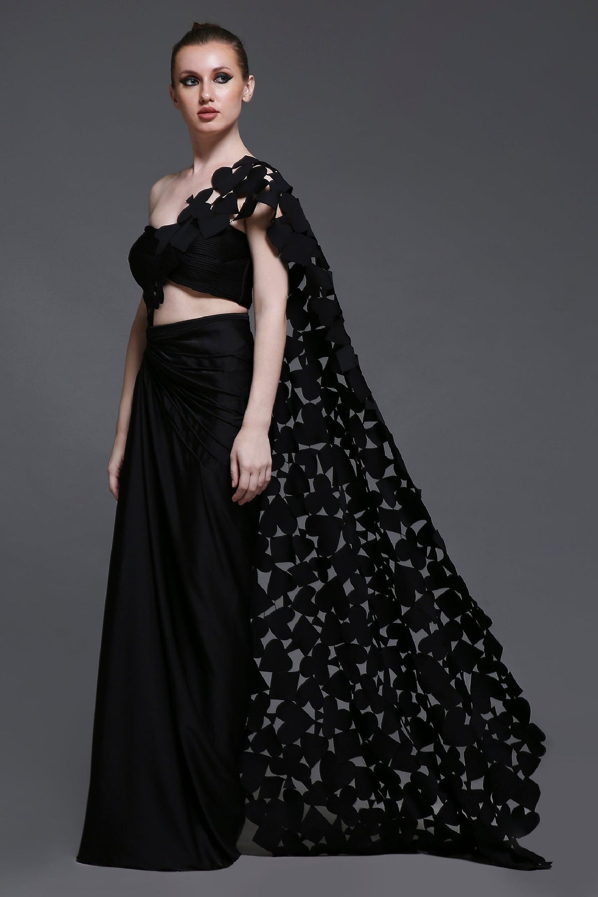 Noir Emily Set of Roped Bustier + Skirt + Cutwork Drape