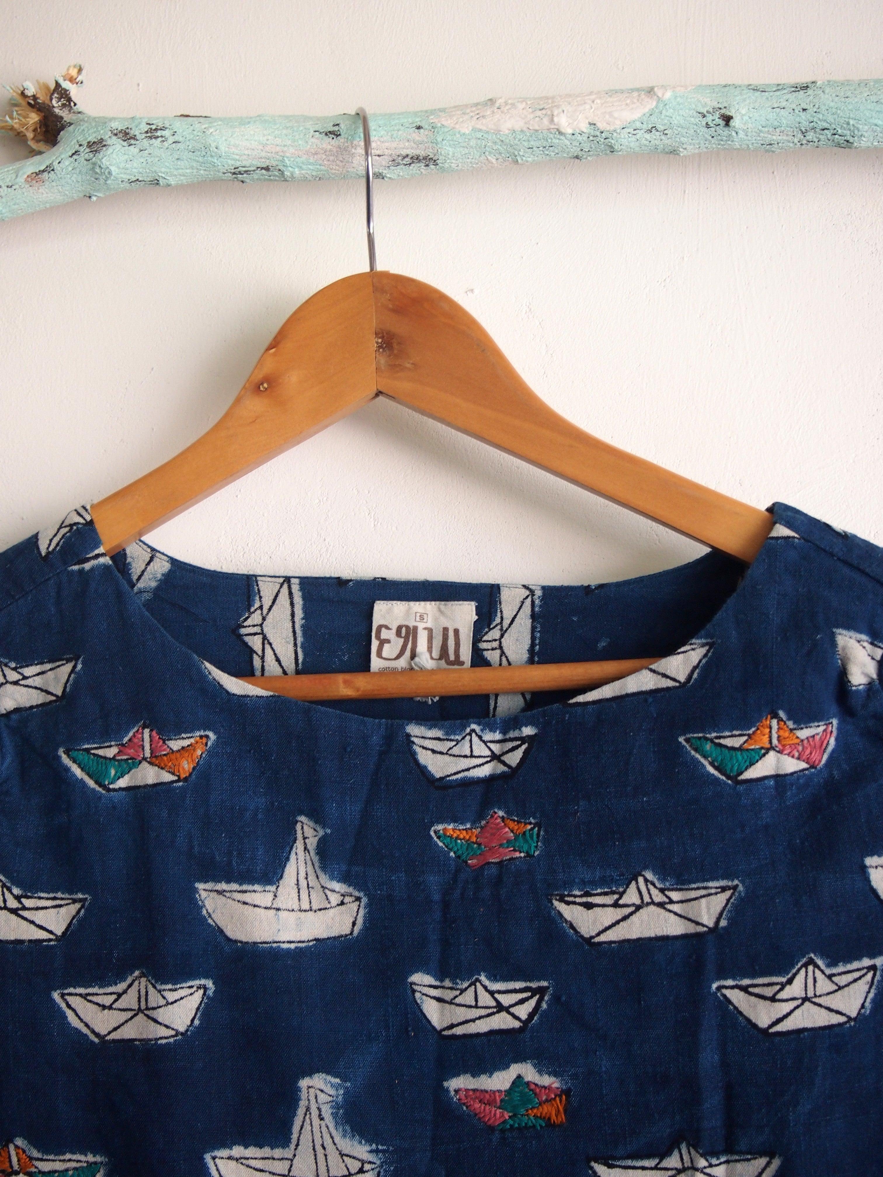 Indigo Paper Boat Dress - CHHAPA