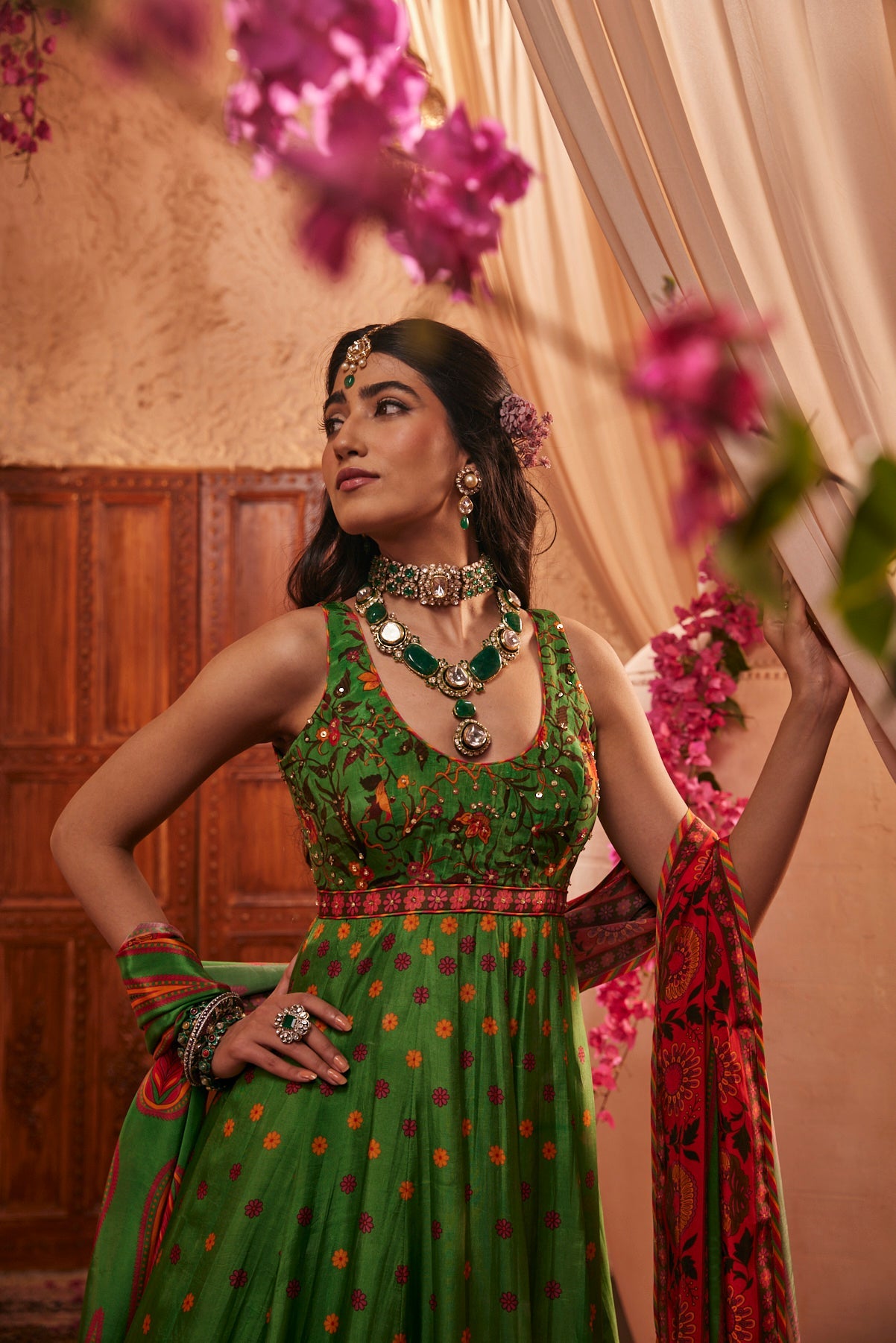 Paisley Mirage Anarkali Set With Mirror Embellished Dupatta