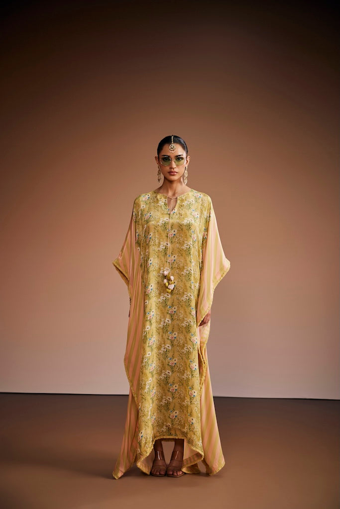 sage green & blush pink floral kaftan