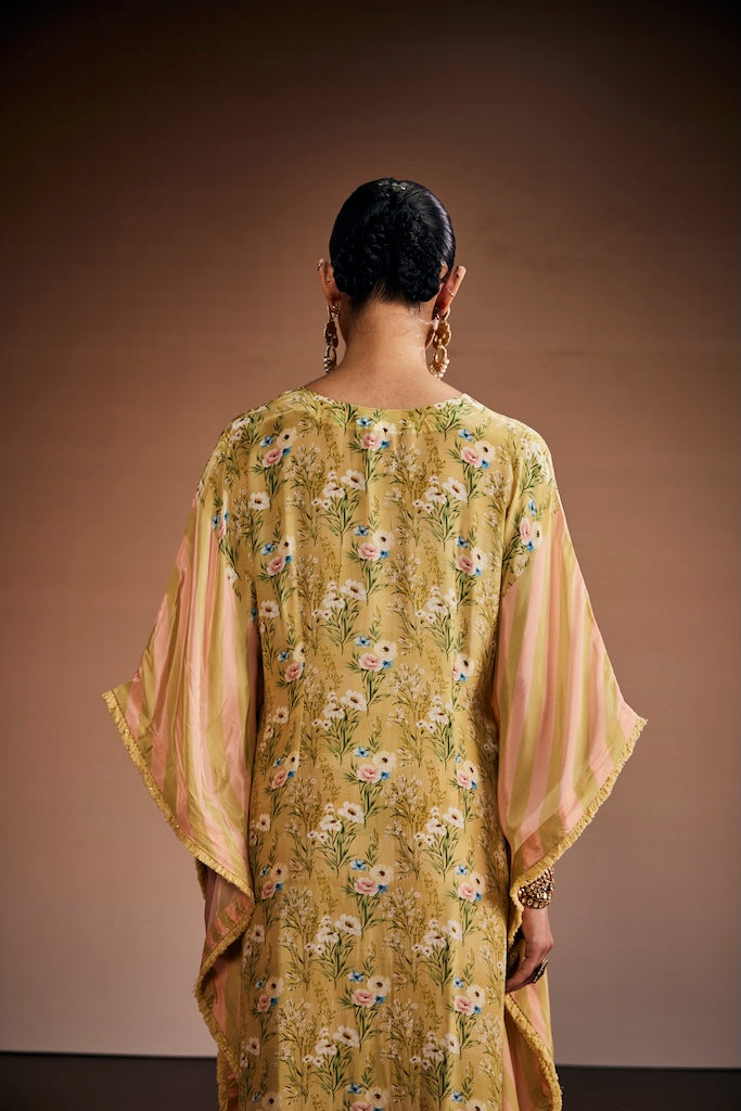 sage green & blush pink floral kaftan