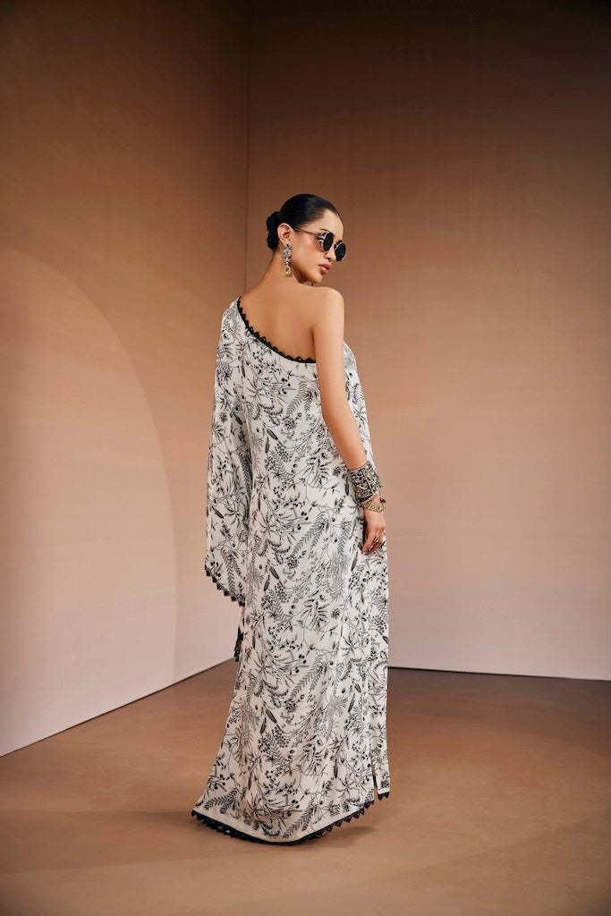 Black & white botanical kaftan