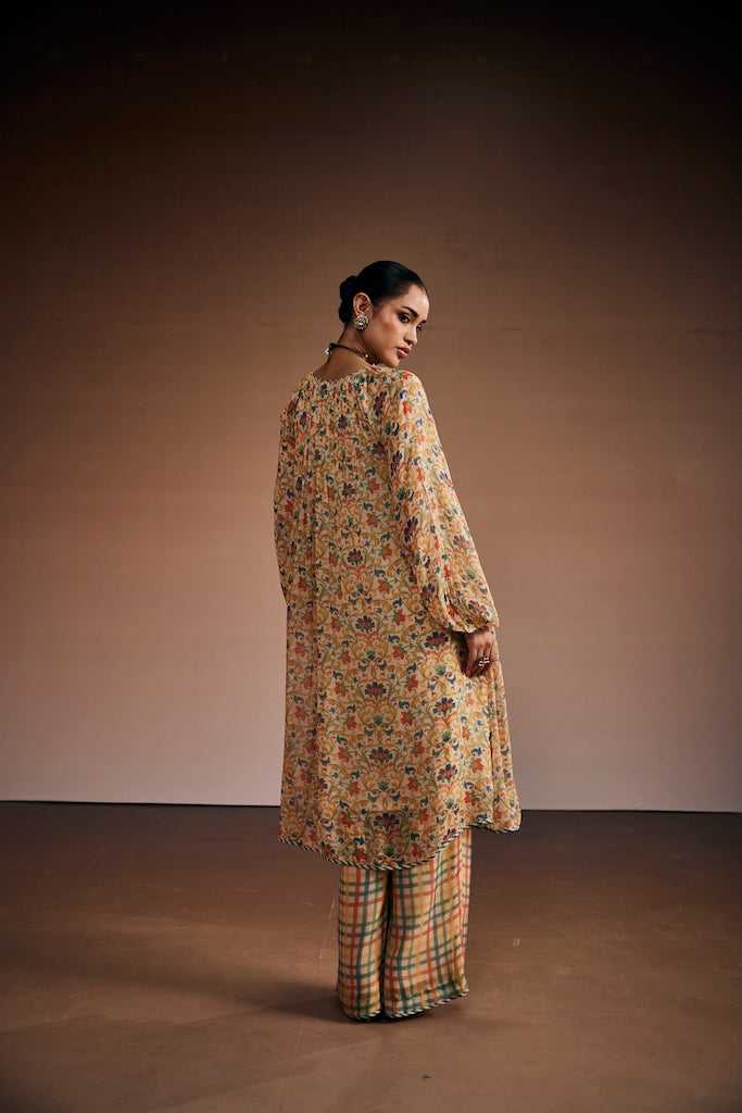 Warm grey vintage floral kaftan