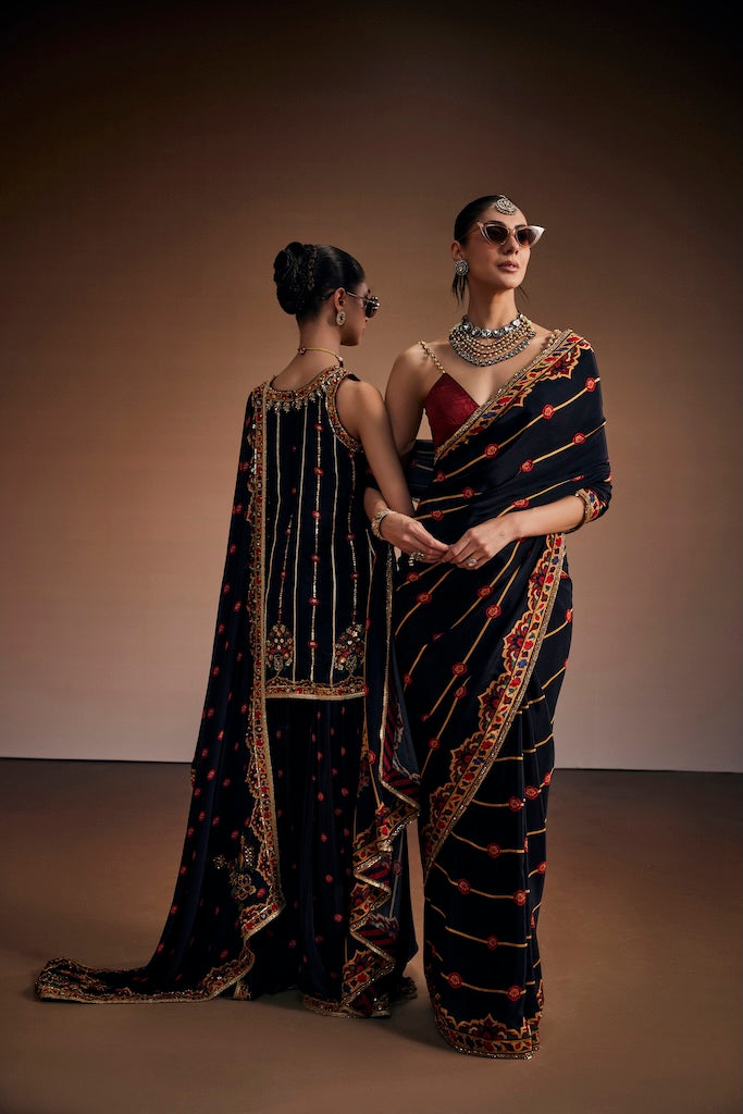 Black noir luxury sharara set