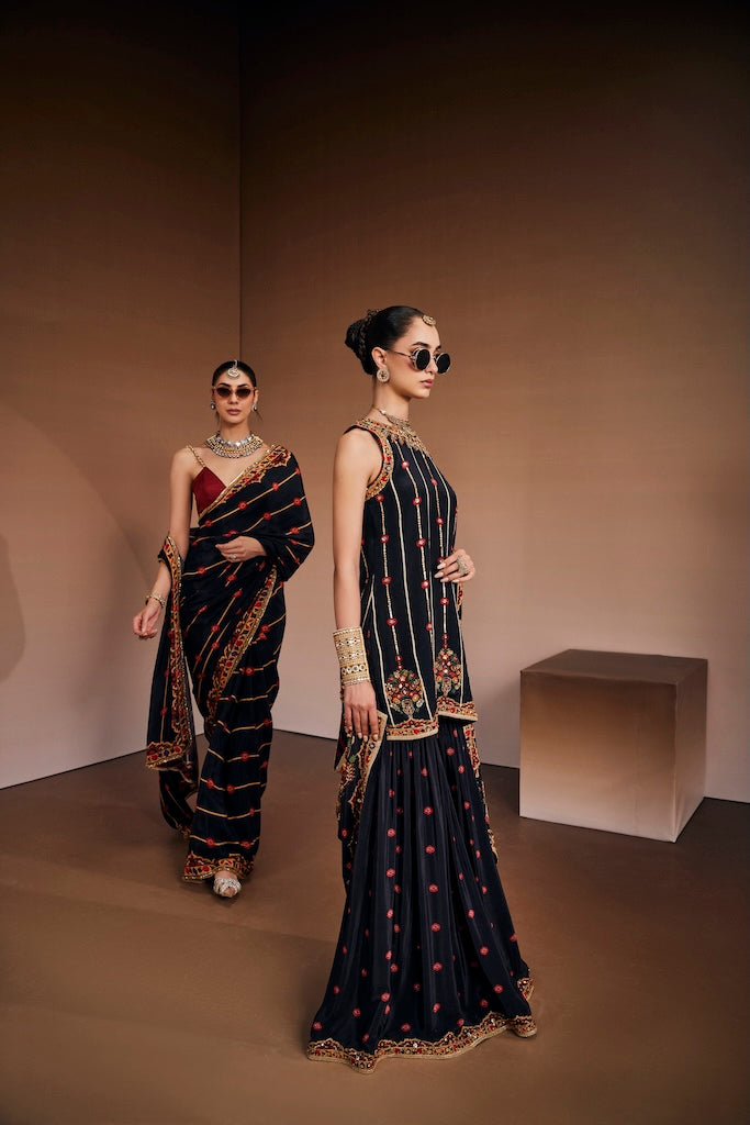 Black noir luxury sharara set