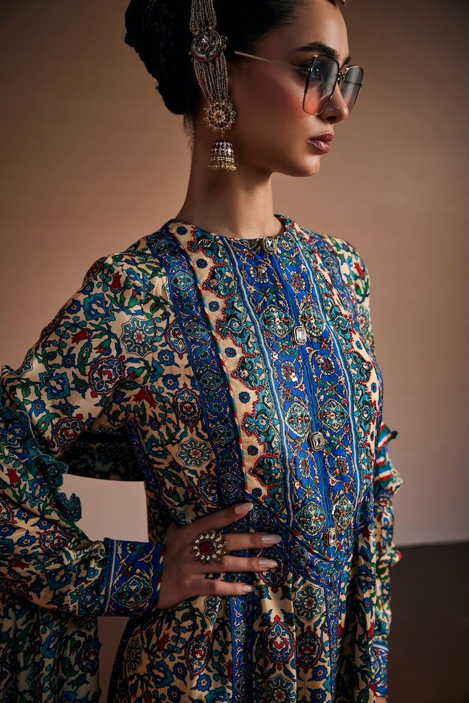 Cobalt blue & ivory kurta set