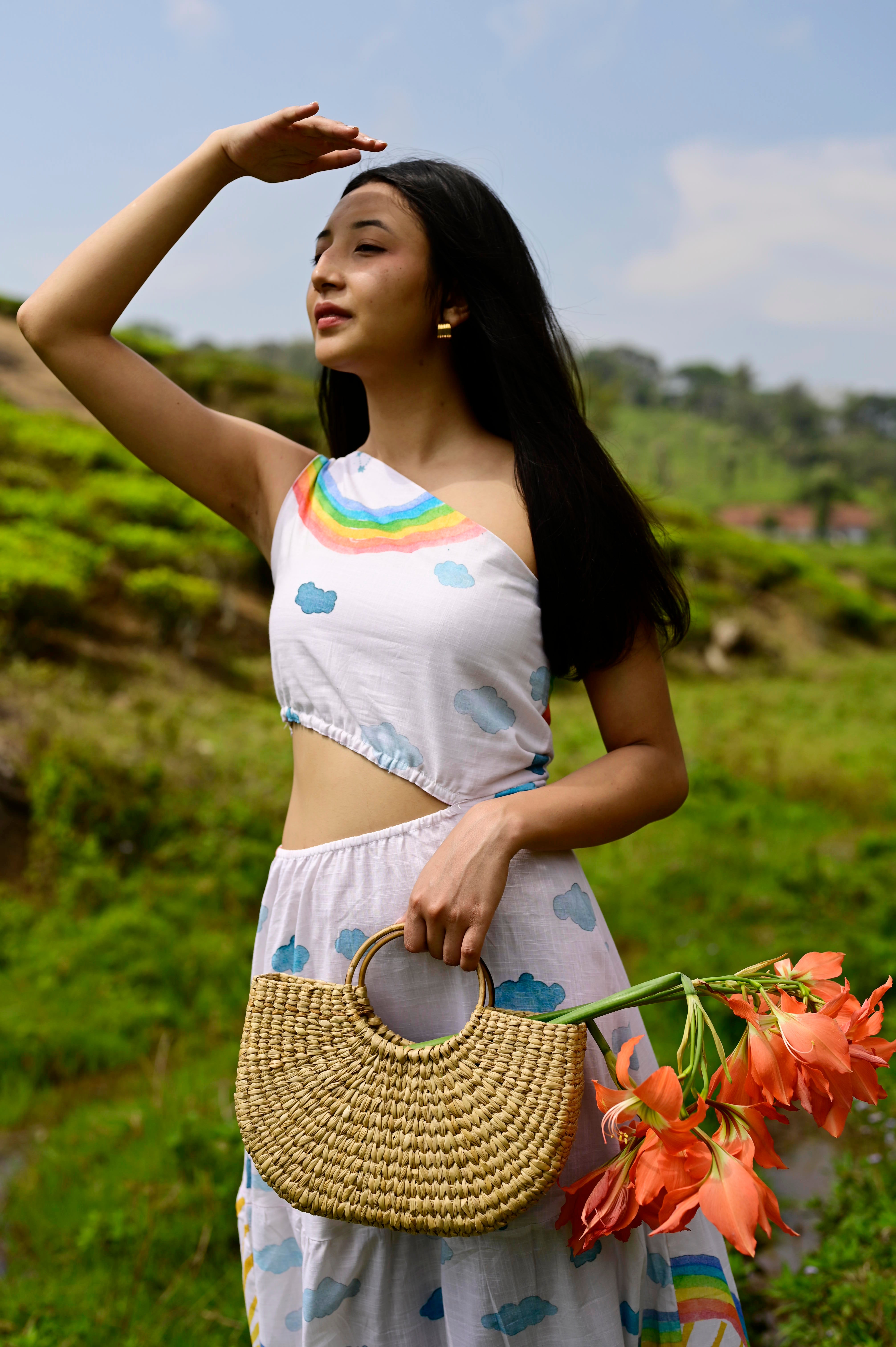 Rainbow Off Shoulder Dress