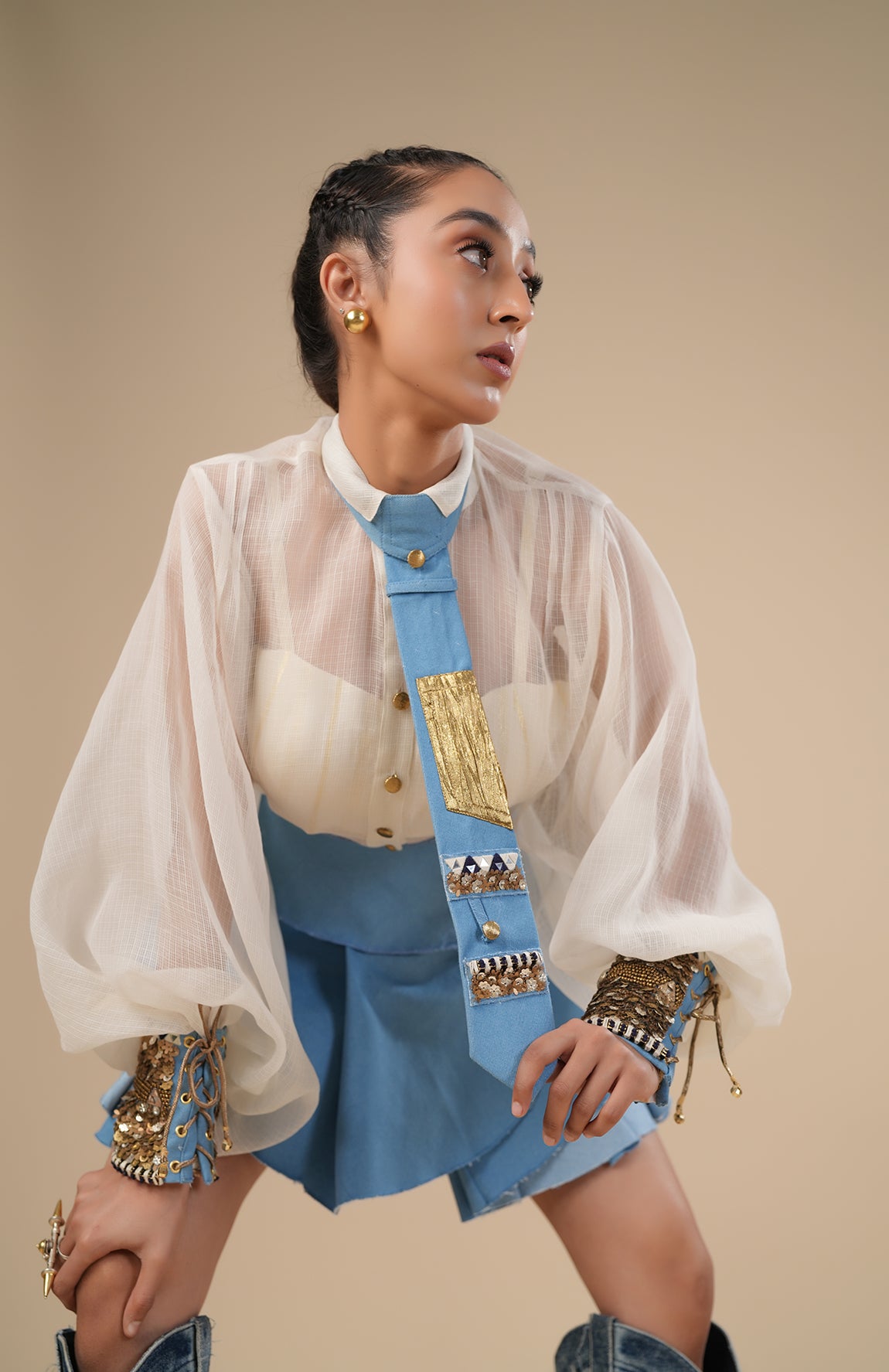 DENIM EMBELLISHED CUFF