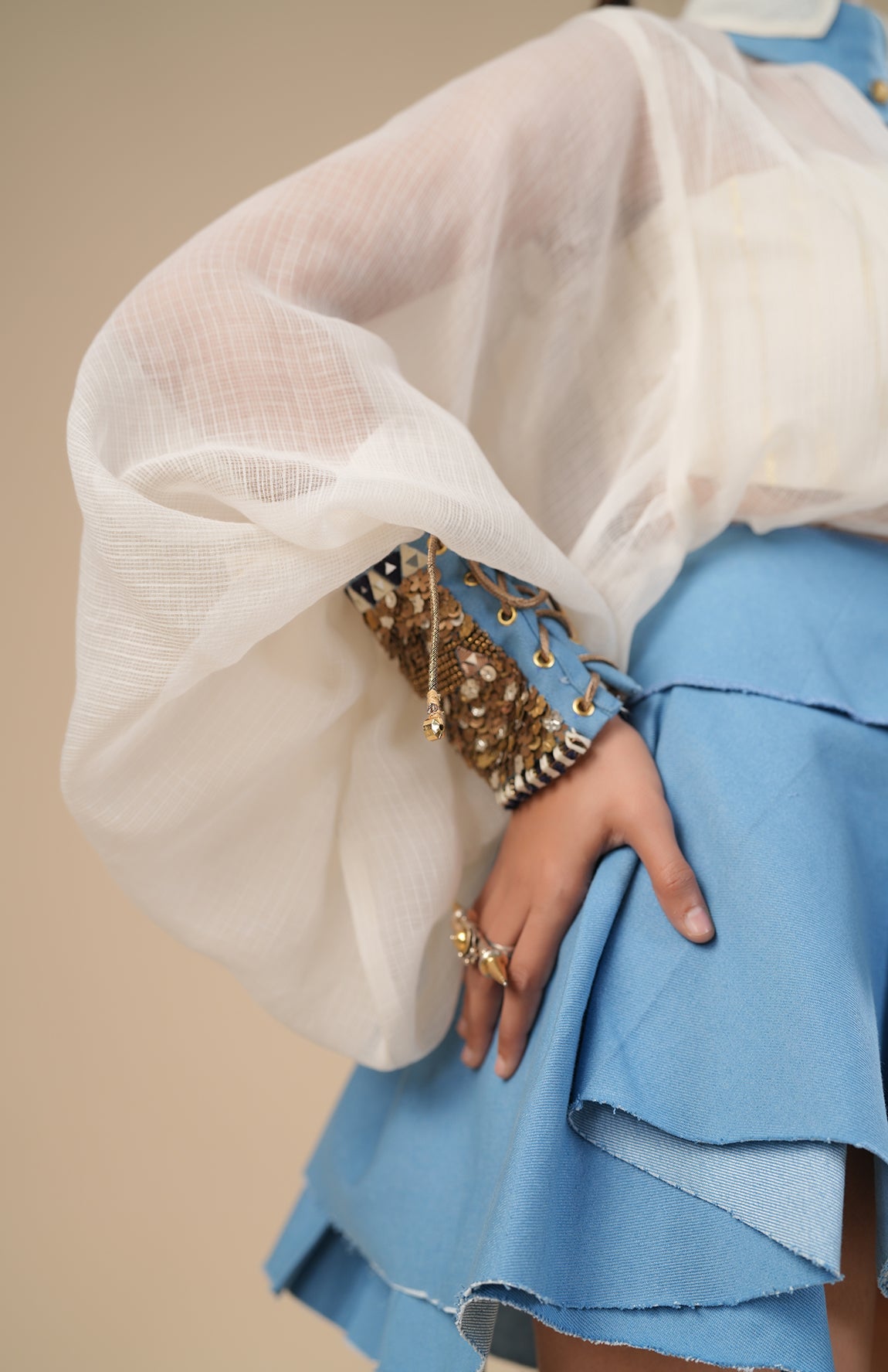 DENIM EMBELLISHED CUFF