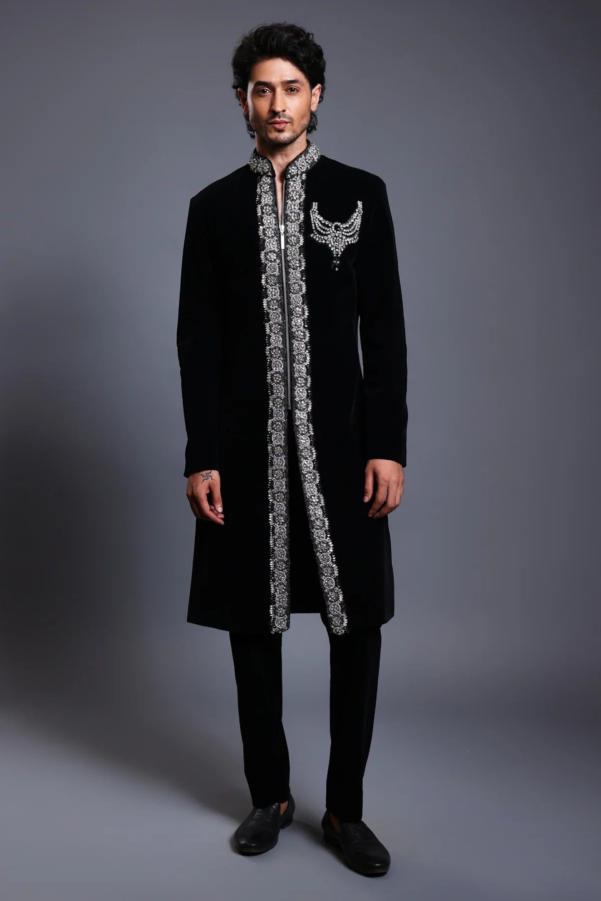 CF necklace sherwani black