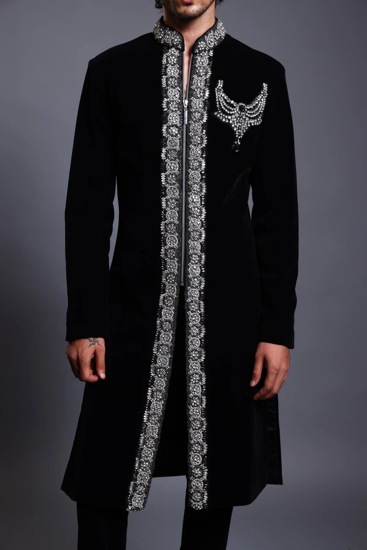 CF necklace sherwani black