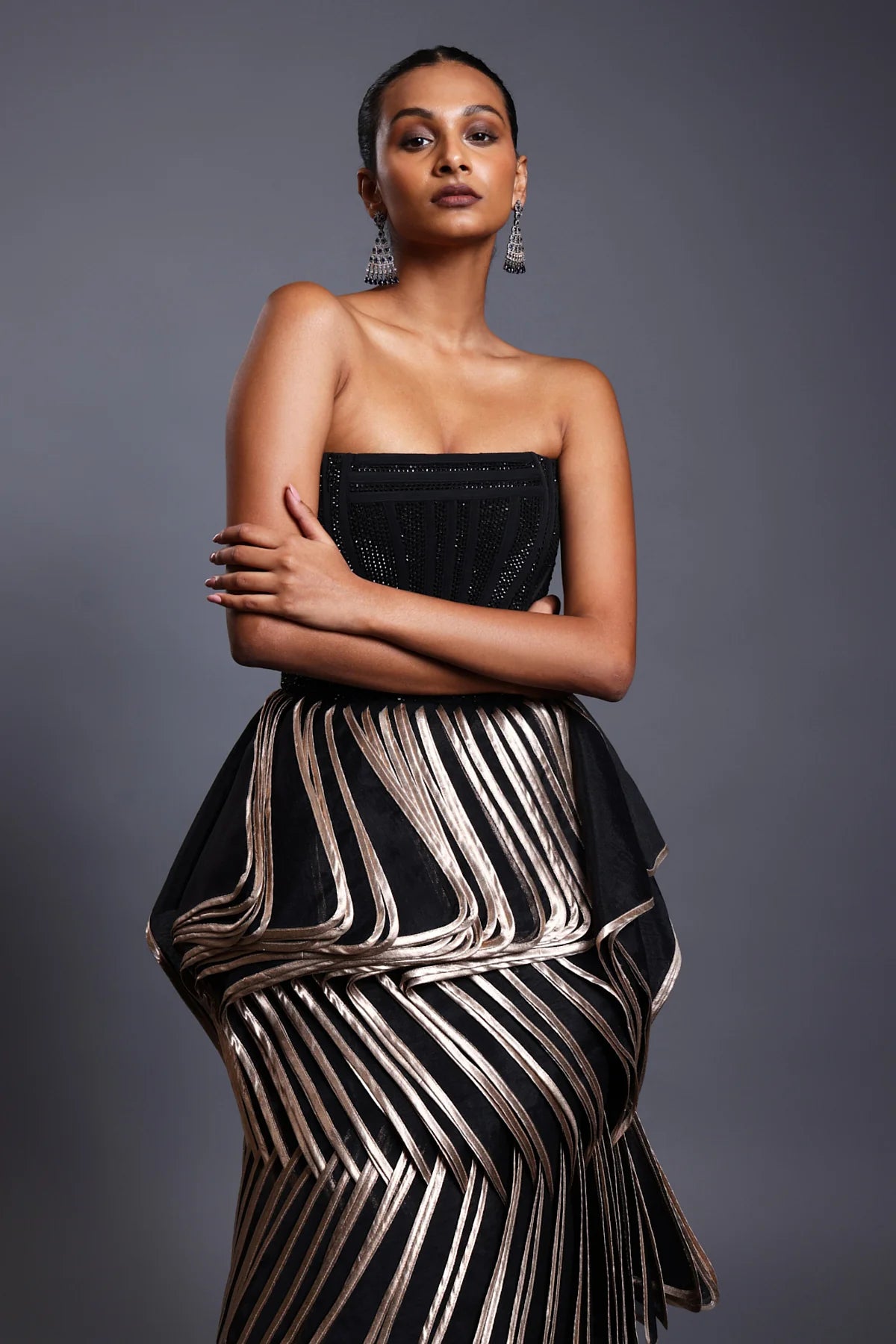 CF cascade dress black