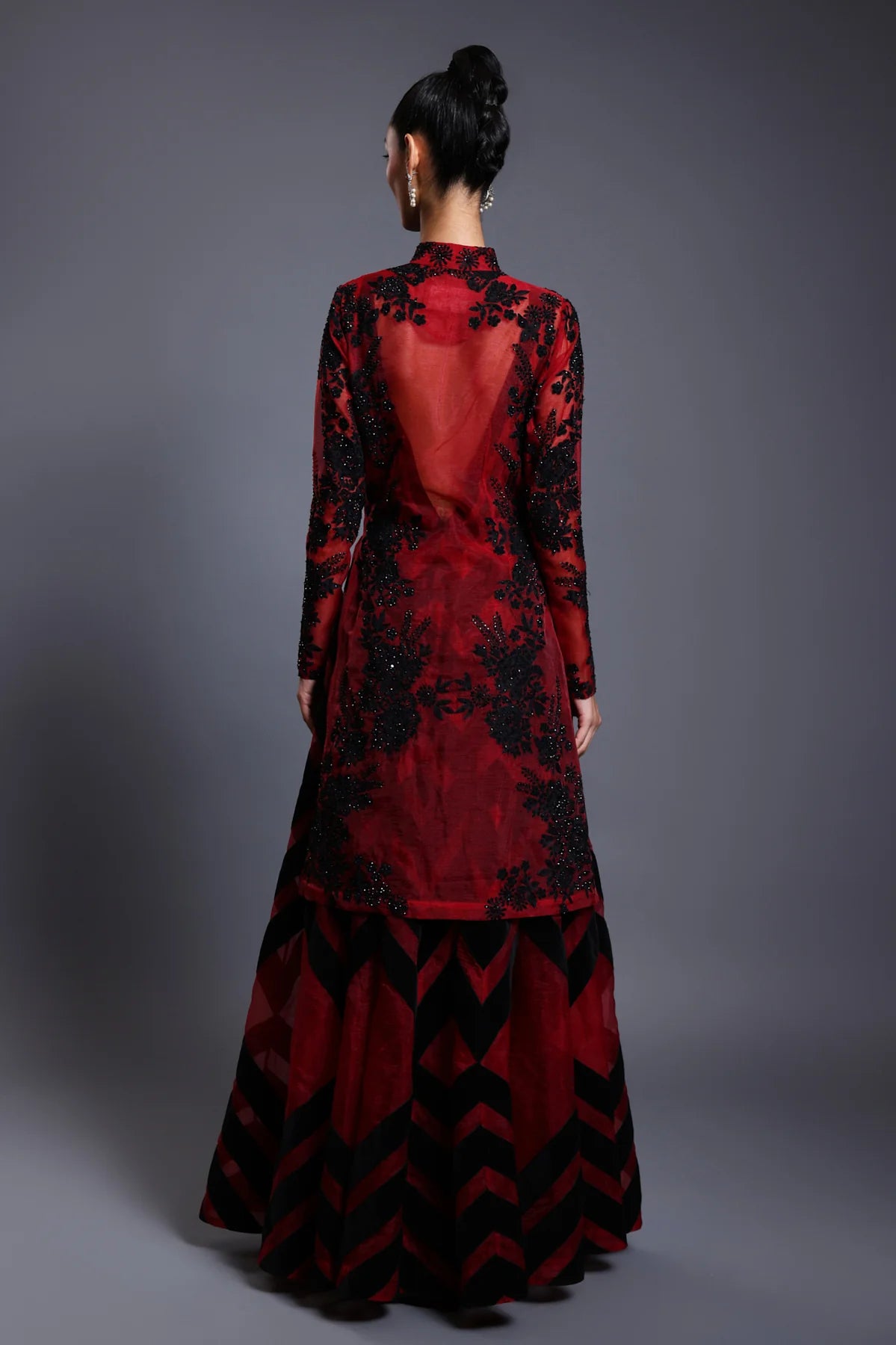 CF chevron anarkali maroon