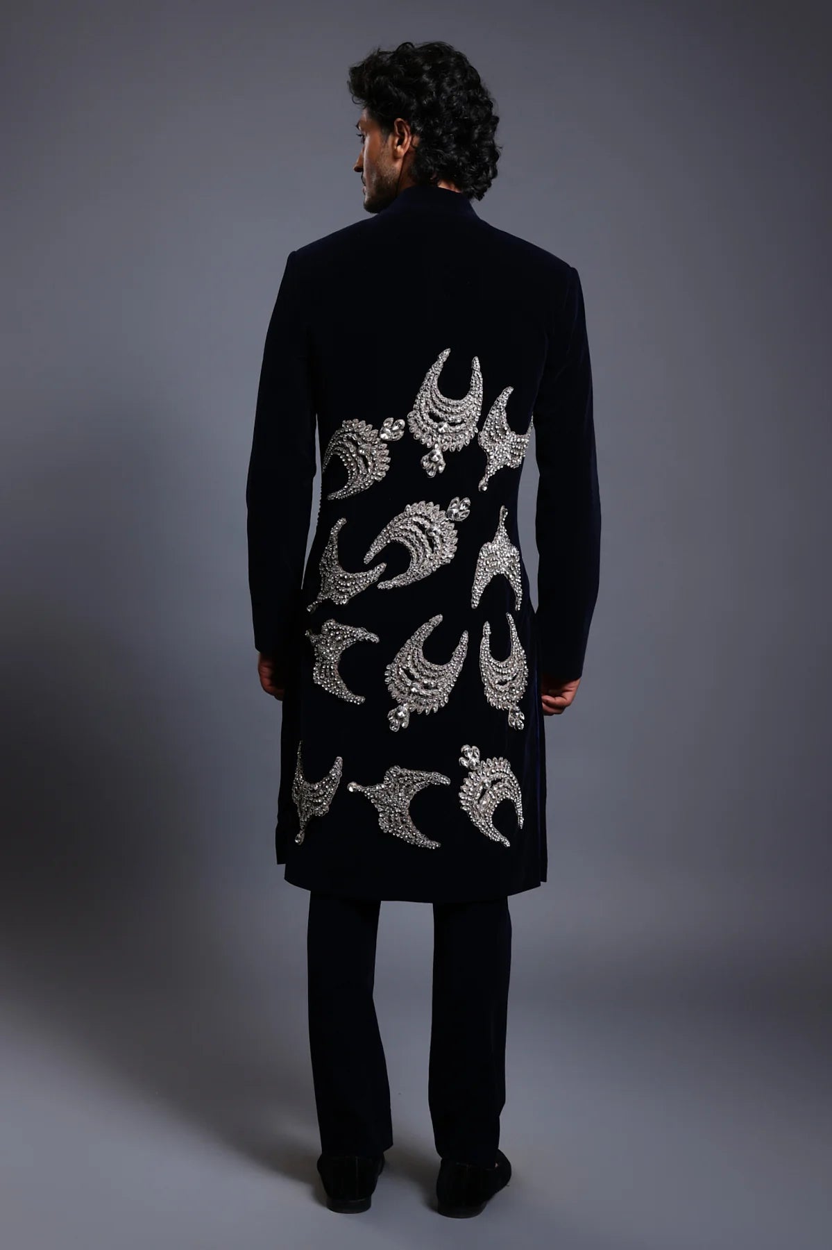 CF necklace sherwani navy