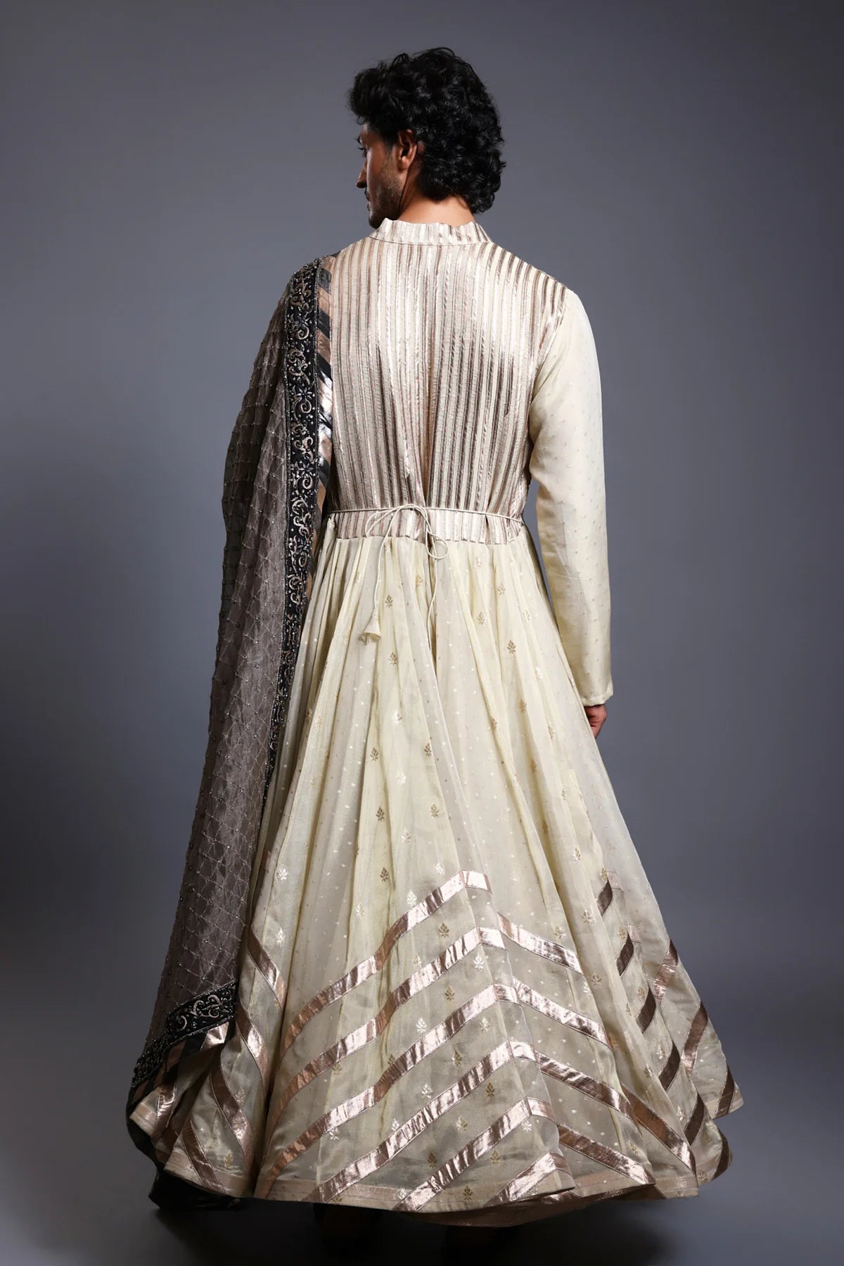 CF chevron Anarkali ivory