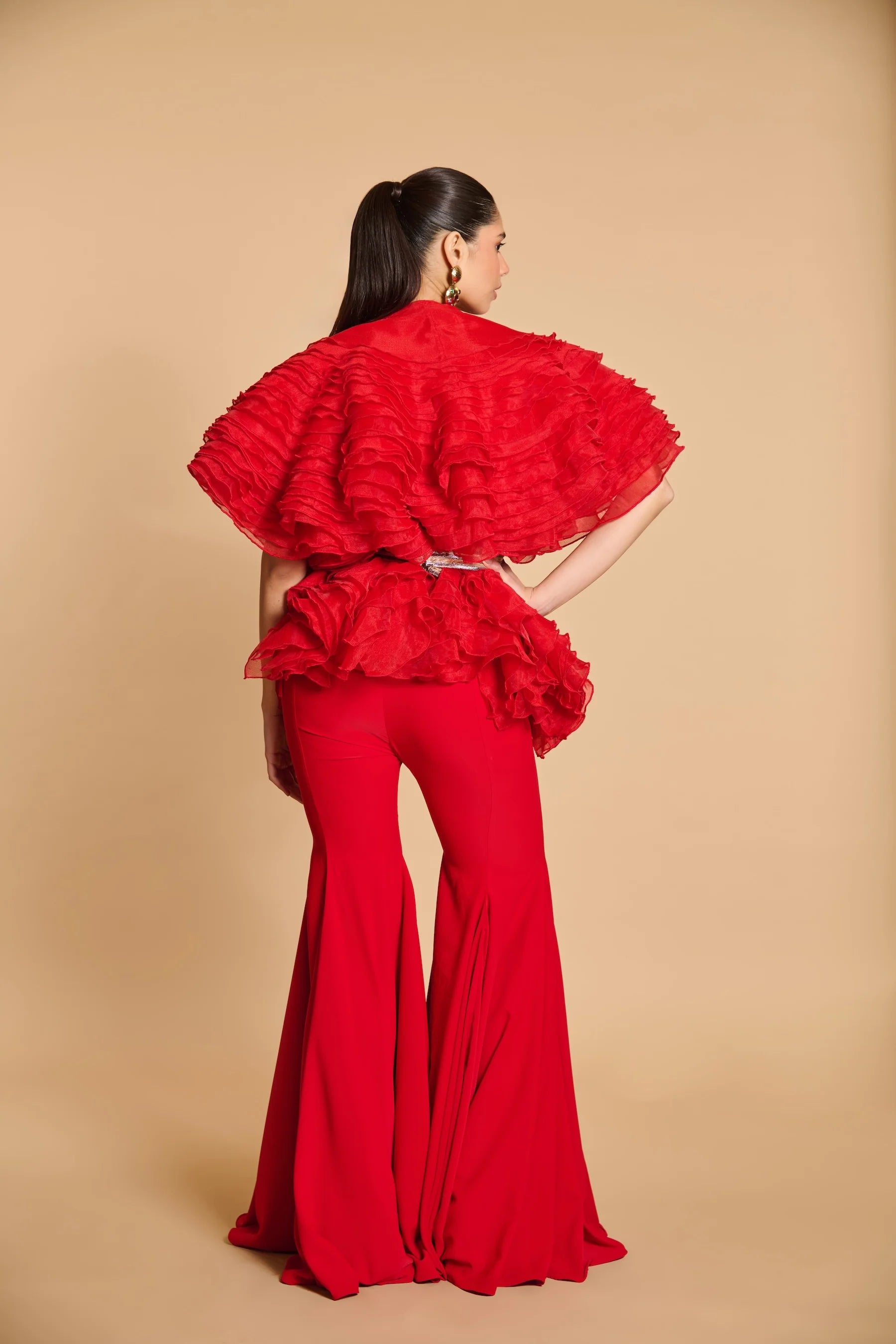 Spectrum ruffle jacket red